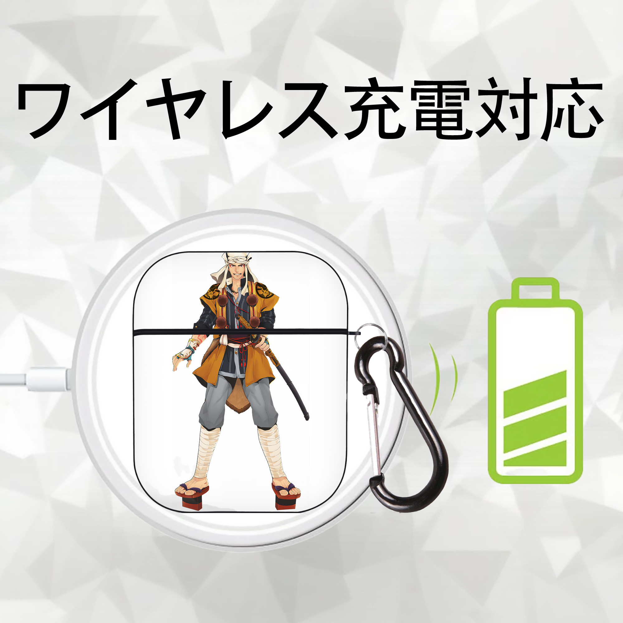 刀剣乱舞 Touken Ranbu AirPods 第2世代保護ケース ハードシェル ブラック 耐衝撃・防指紋・カラビナ付き