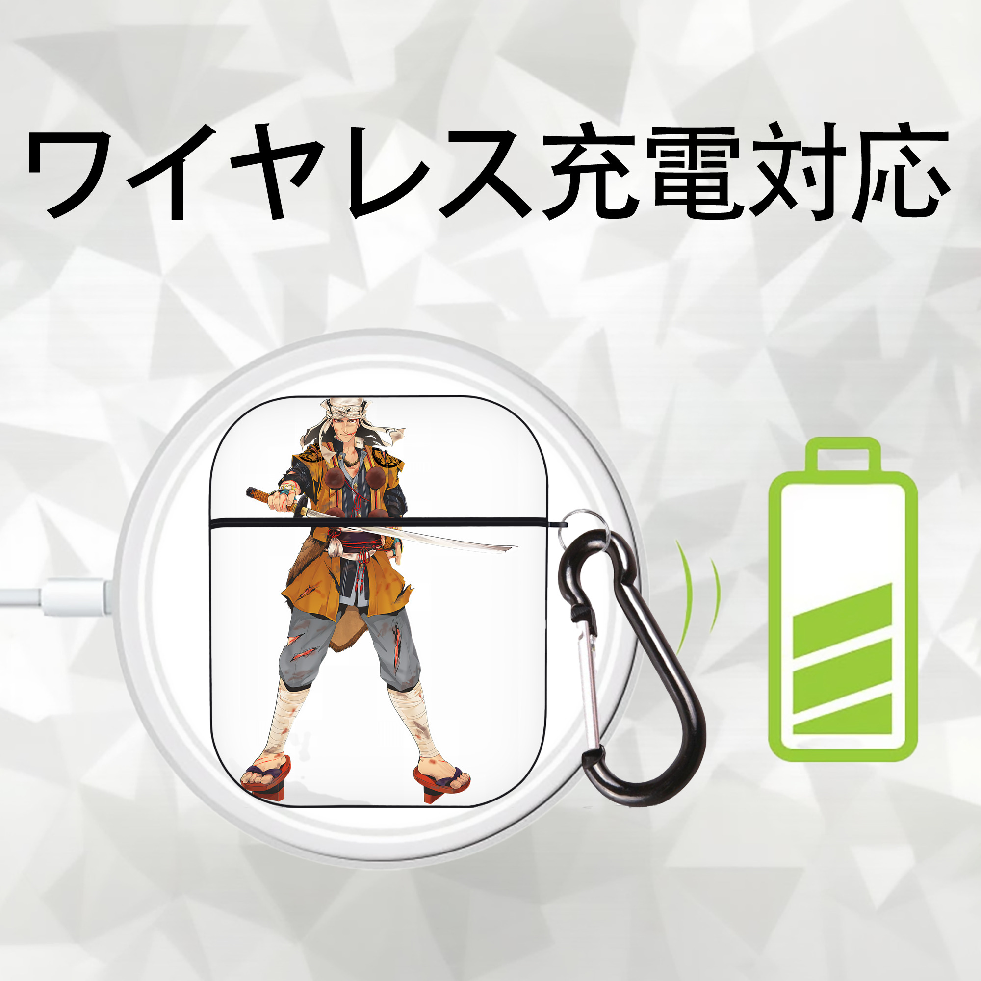 刀剣乱舞 Touken Ranbu AirPods 第2世代保護ケース ハードシェル ブラック 耐衝撃・防指紋・カラビナ付き