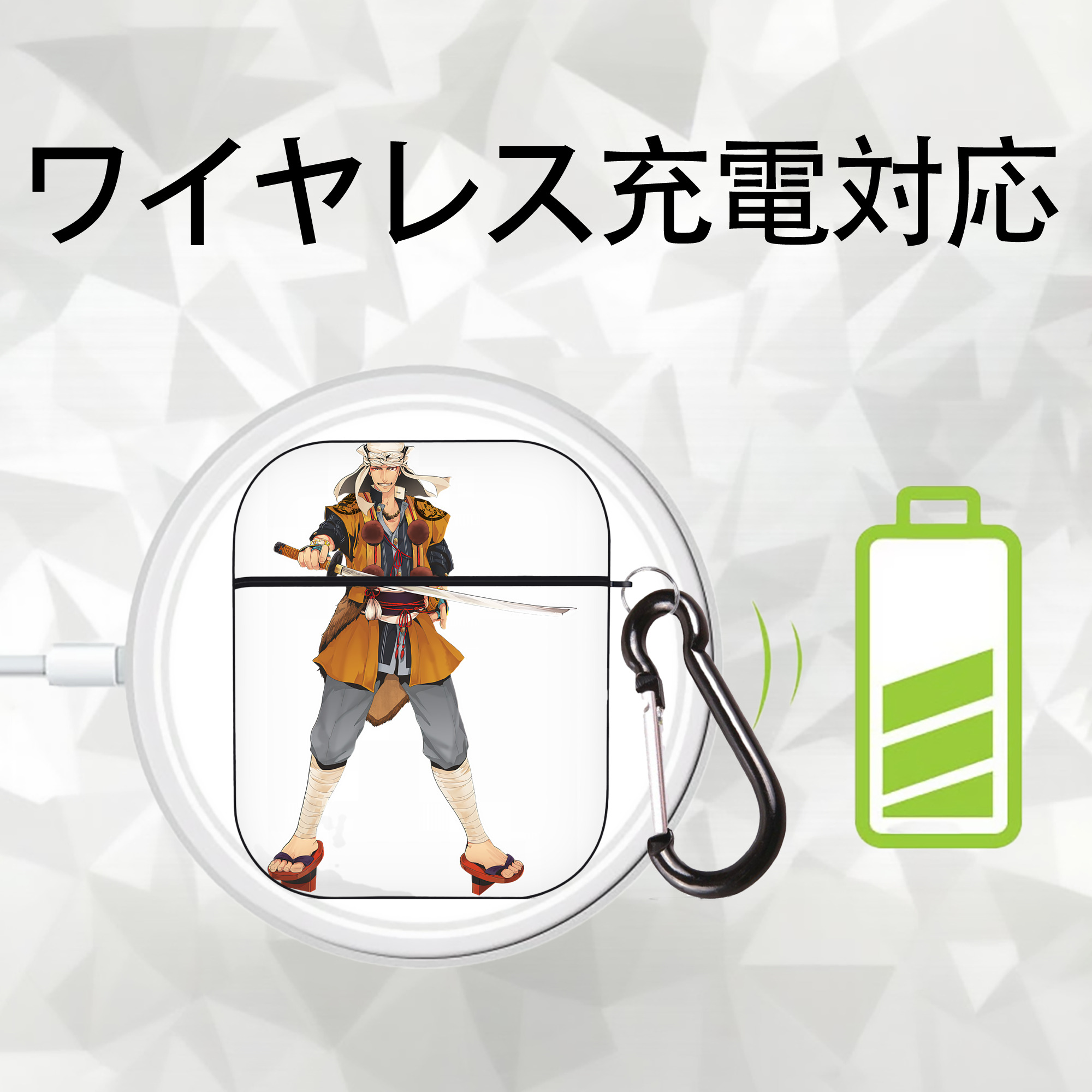 刀剣乱舞 Touken Ranbu AirPods 第2世代保護ケース ハードシェル ブラック 耐衝撃・防指紋・カラビナ付き