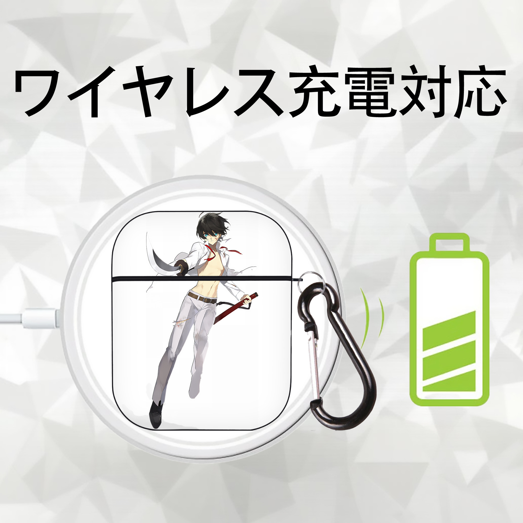 刀剣乱舞 Touken Ranbu AirPods 第2世代保護ケース ハードシェル ブラック 耐衝撃・防指紋・カラビナ付き