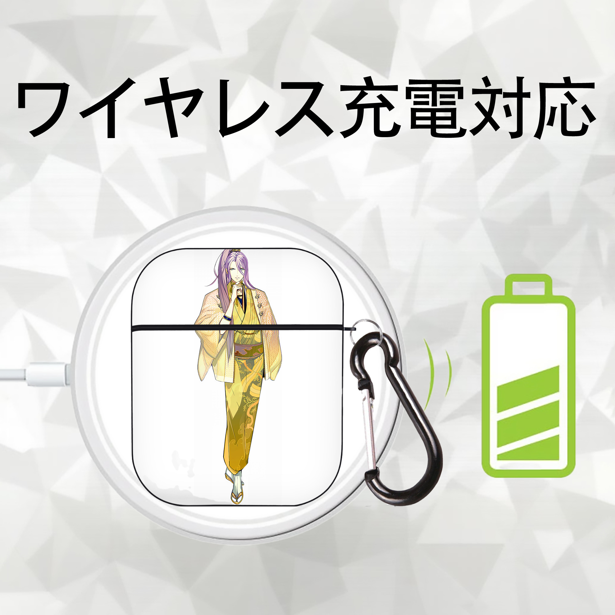 刀剣乱舞 Touken Ranbu AirPods 第2世代保護ケース ハードシェル ブラック 耐衝撃・防指紋・カラビナ付き