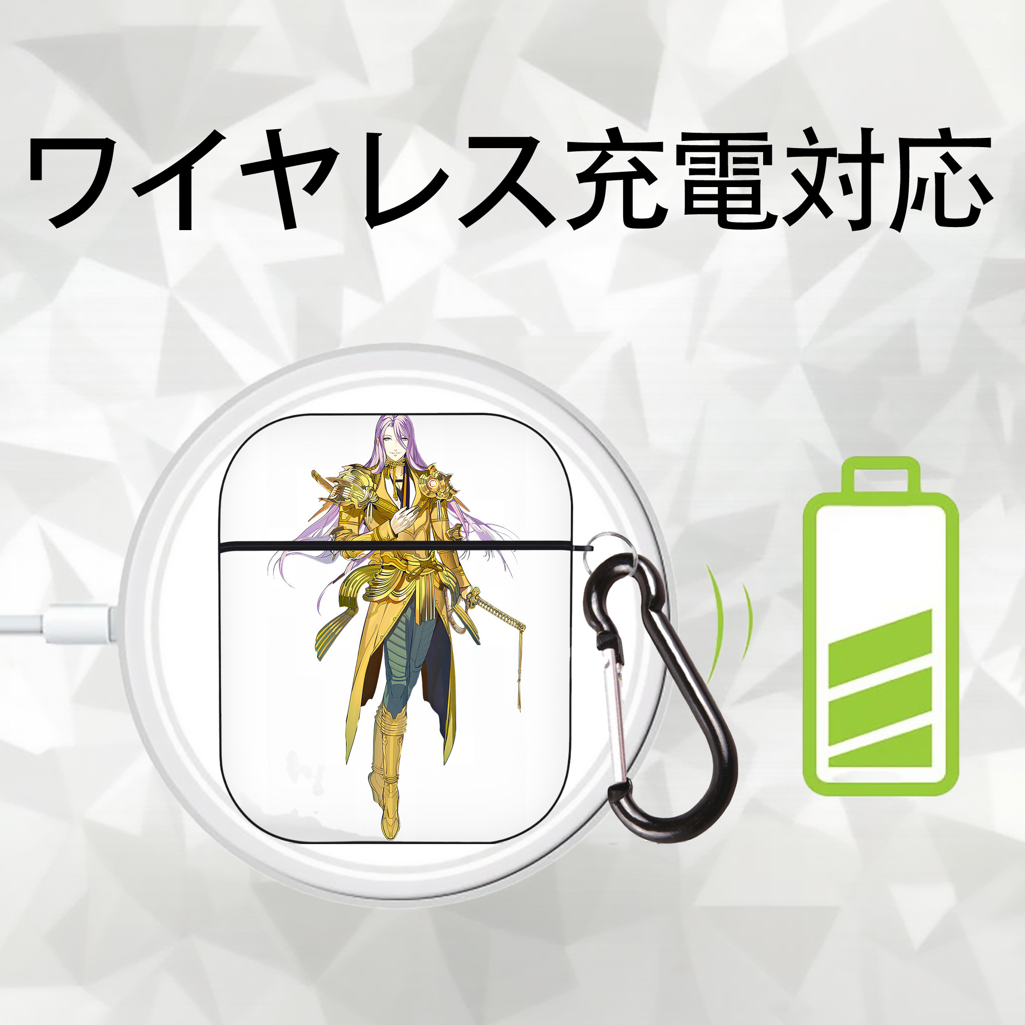 刀剣乱舞 Touken Ranbu AirPods 第2世代保護ケース ハードシェル ブラック 耐衝撃・防指紋・カラビナ付き