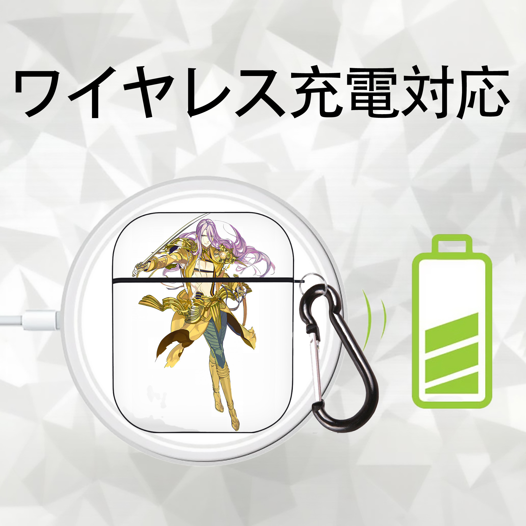 刀剣乱舞 Touken Ranbu AirPods 第2世代保護ケース ハードシェル ブラック 耐衝撃・防指紋・カラビナ付き