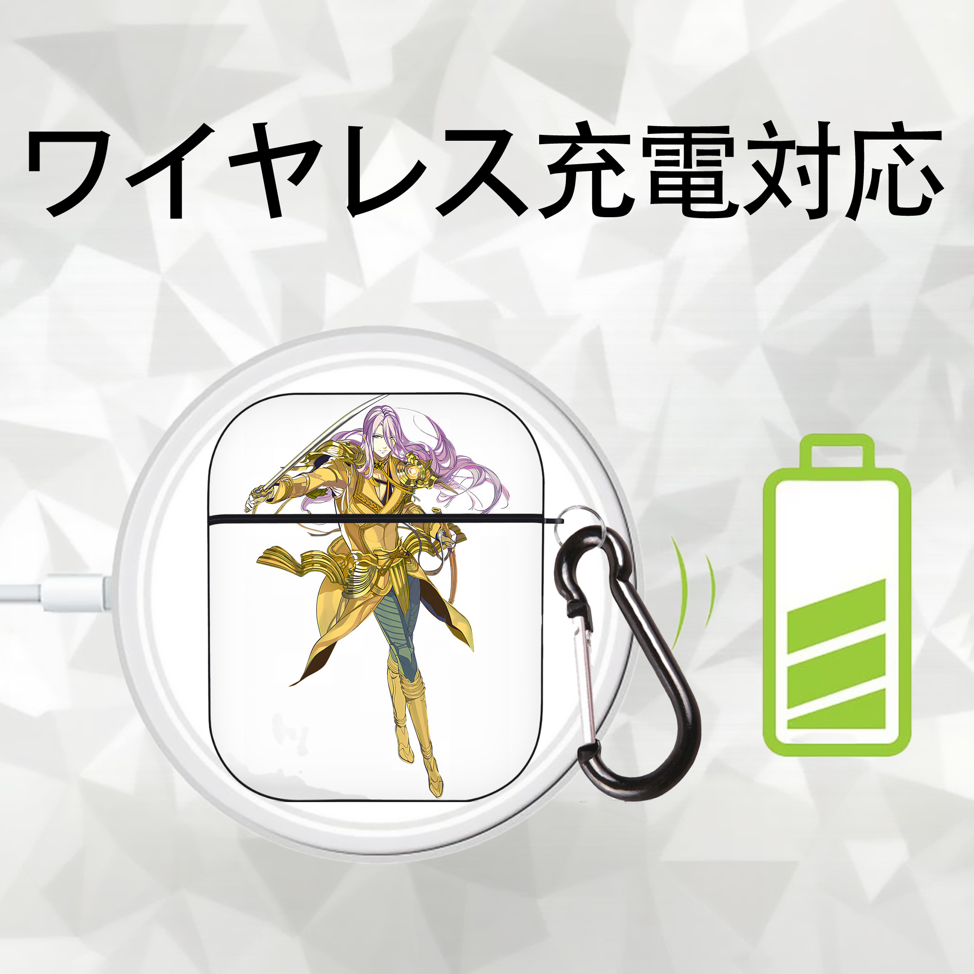 刀剣乱舞 Touken Ranbu AirPods 第2世代保護ケース ハードシェル ブラック 耐衝撃・防指紋・カラビナ付き
