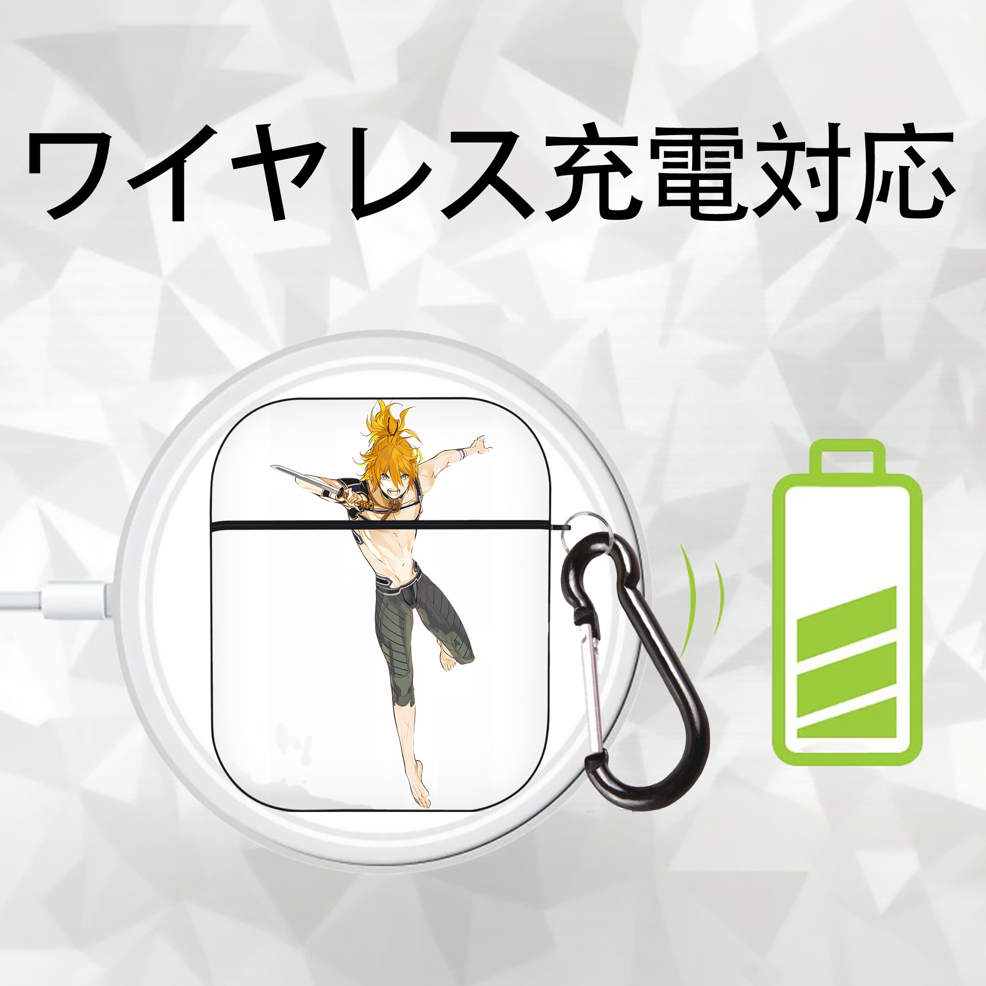刀剣乱舞 Touken Ranbu AirPods 第2世代保護ケース ハードシェル ブラック 耐衝撃・防指紋・カラビナ付き