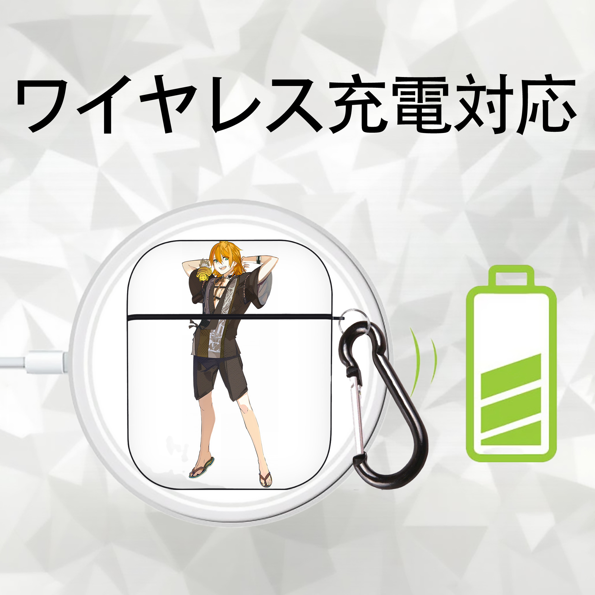 刀剣乱舞 Touken Ranbu AirPods 第2世代保護ケース ハードシェル ブラック 耐衝撃・防指紋・カラビナ付き