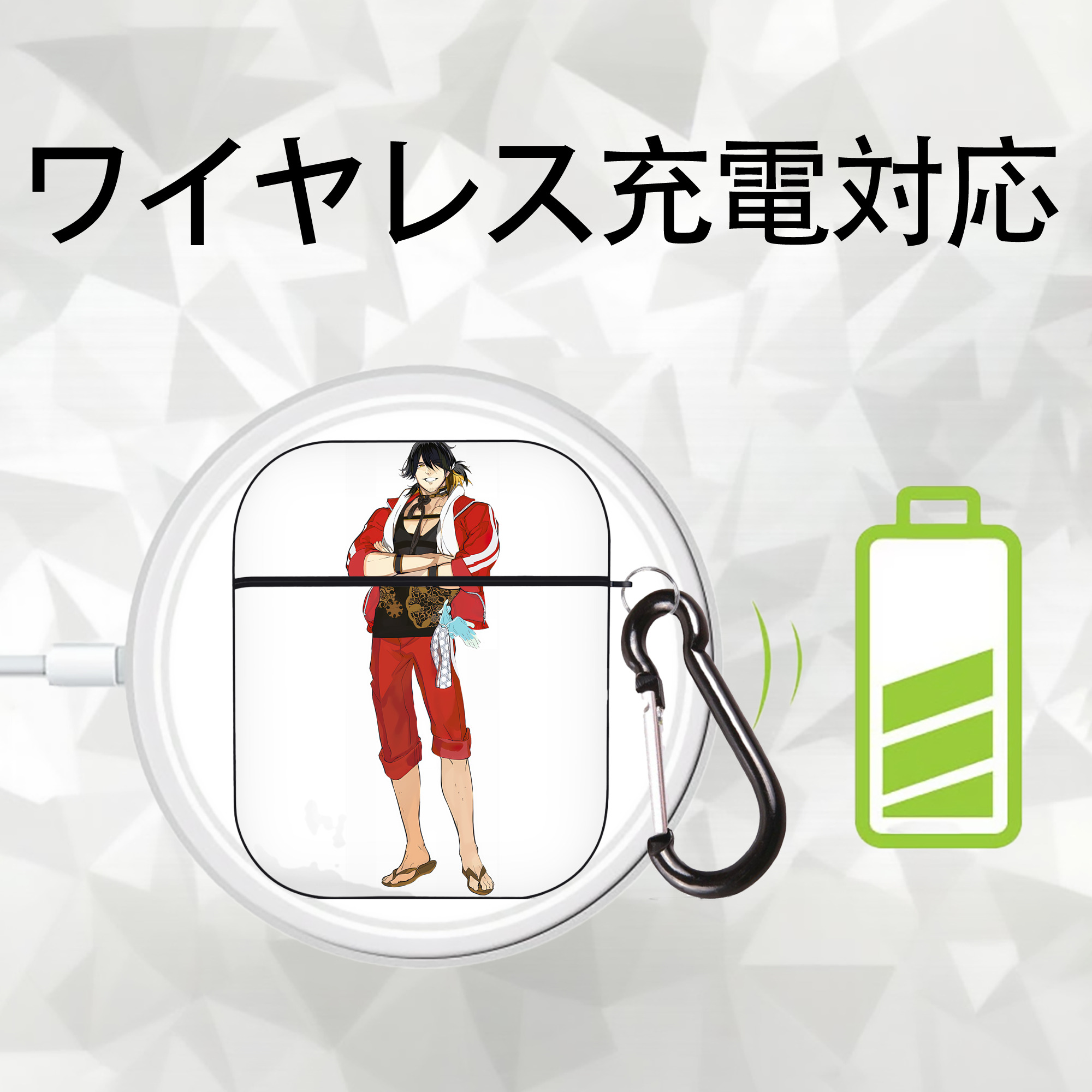 刀剣乱舞 Touken Ranbu AirPods 第2世代保護ケース ハードシェル ブラック 耐衝撃・防指紋・カラビナ付き