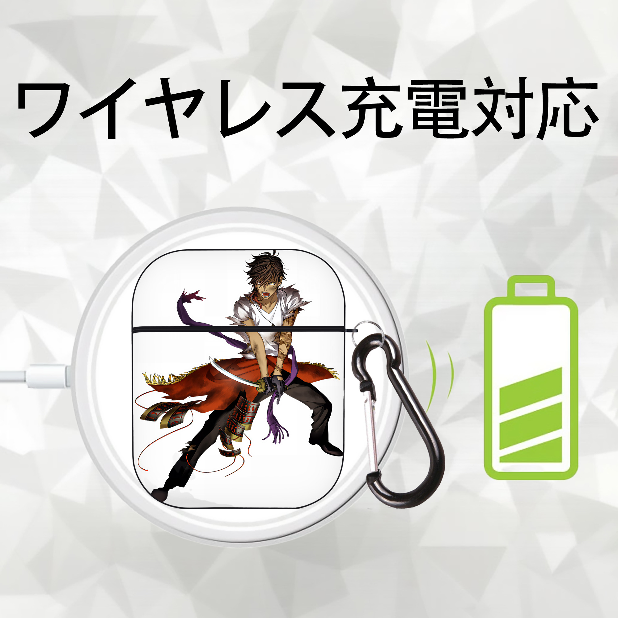 刀剣乱舞 Touken Ranbu AirPods 第2世代保護ケース ハードシェル ブラック 耐衝撃・防指紋・カラビナ付き