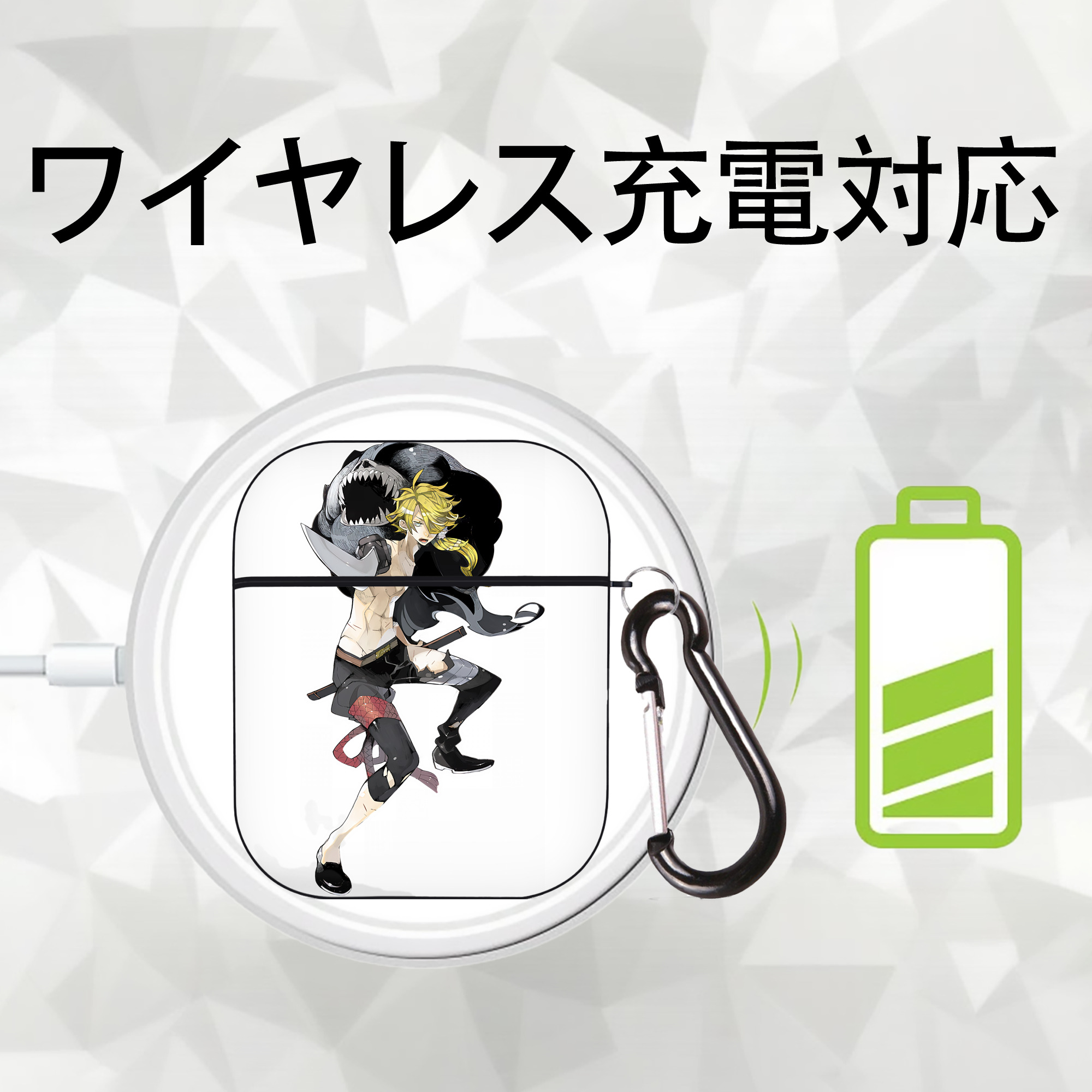 刀剣乱舞 Touken Ranbu AirPods 第2世代保護ケース ハードシェル ブラック 耐衝撃・防指紋・カラビナ付き