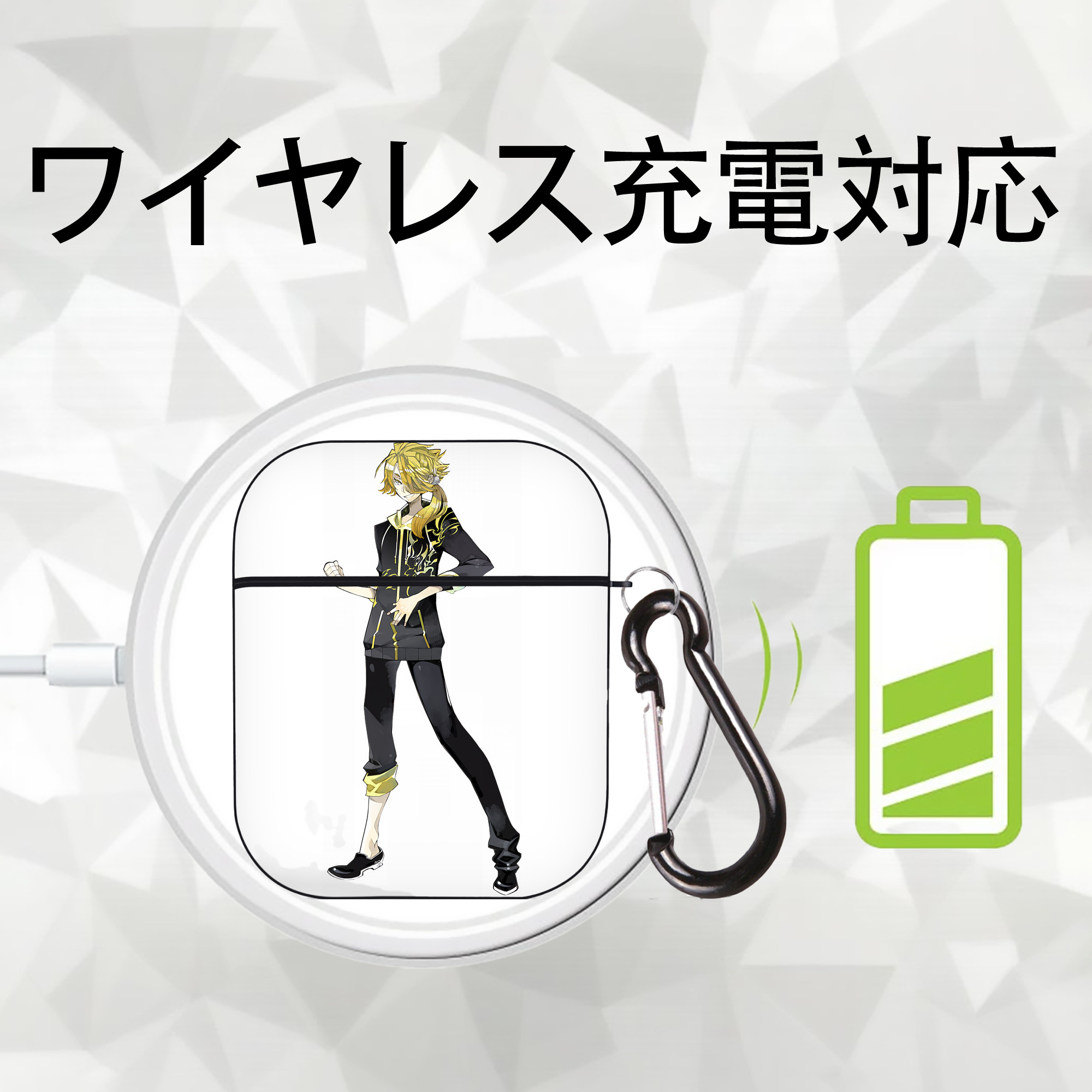 刀剣乱舞 Touken Ranbu AirPods 第2世代保護ケース ハードシェル ブラック 耐衝撃・防指紋・カラビナ付き