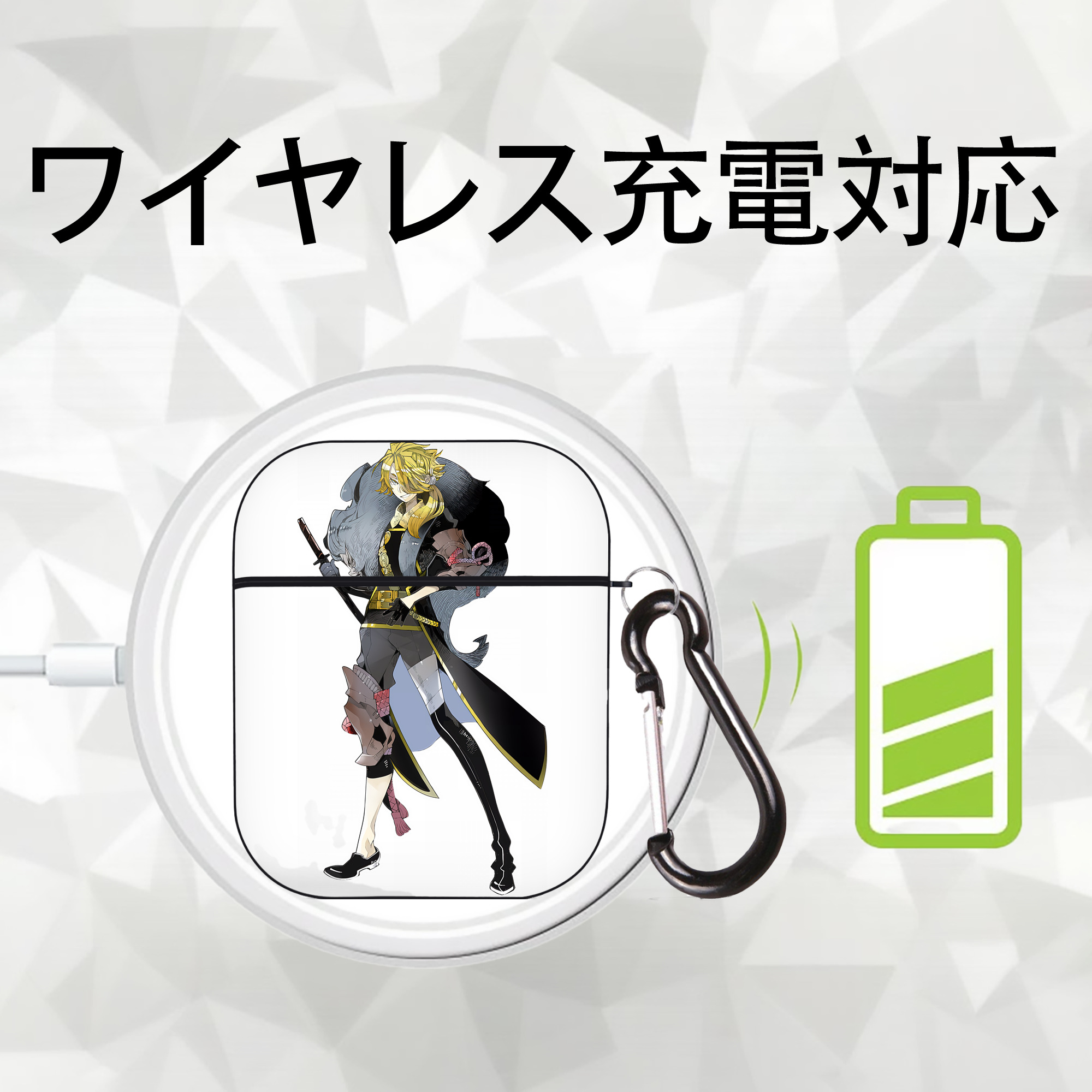 刀剣乱舞 Touken Ranbu AirPods 第2世代保護ケース ハードシェル ブラック 耐衝撃・防指紋・カラビナ付き