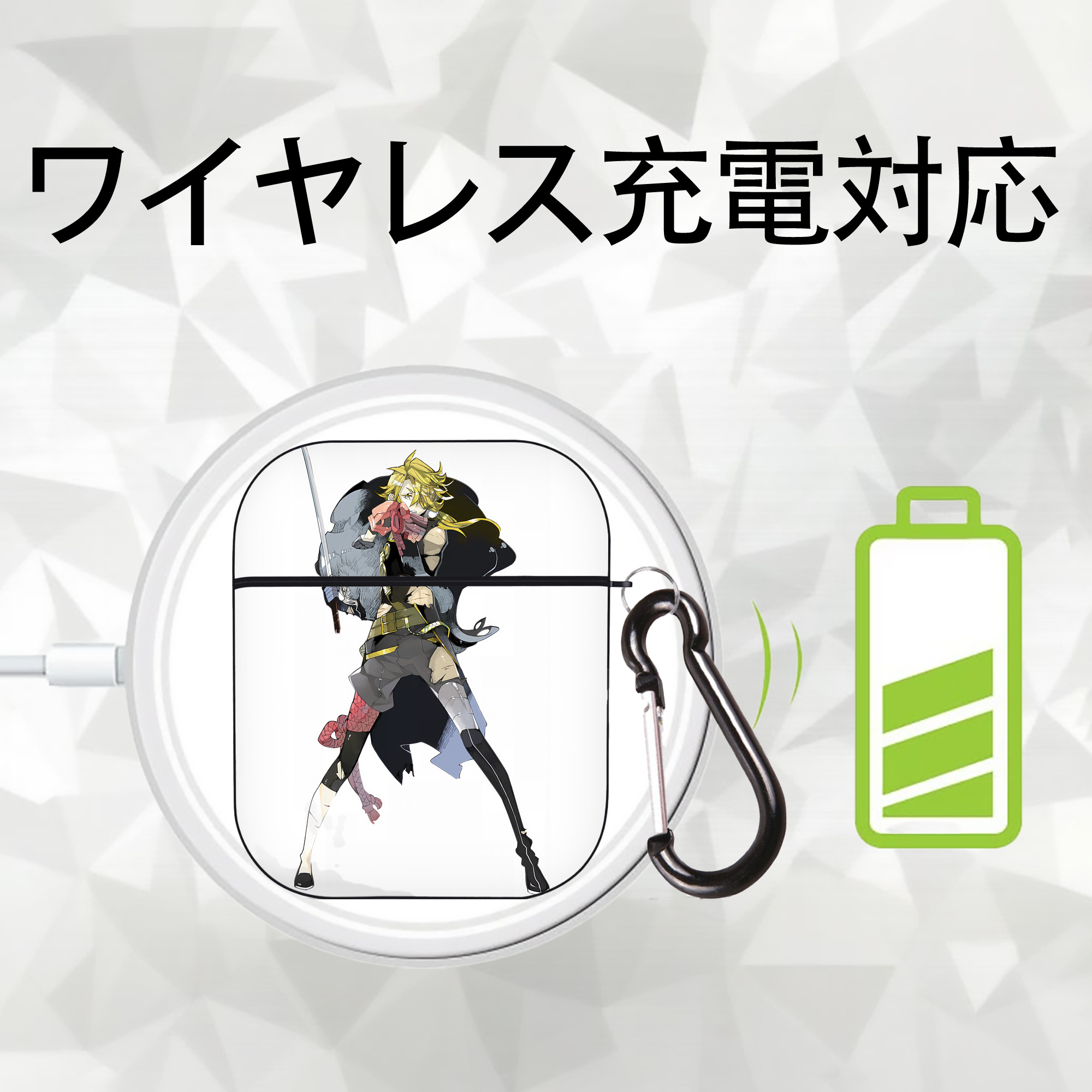 刀剣乱舞 Touken Ranbu AirPods 第2世代保護ケース ハードシェル ブラック 耐衝撃・防指紋・カラビナ付き