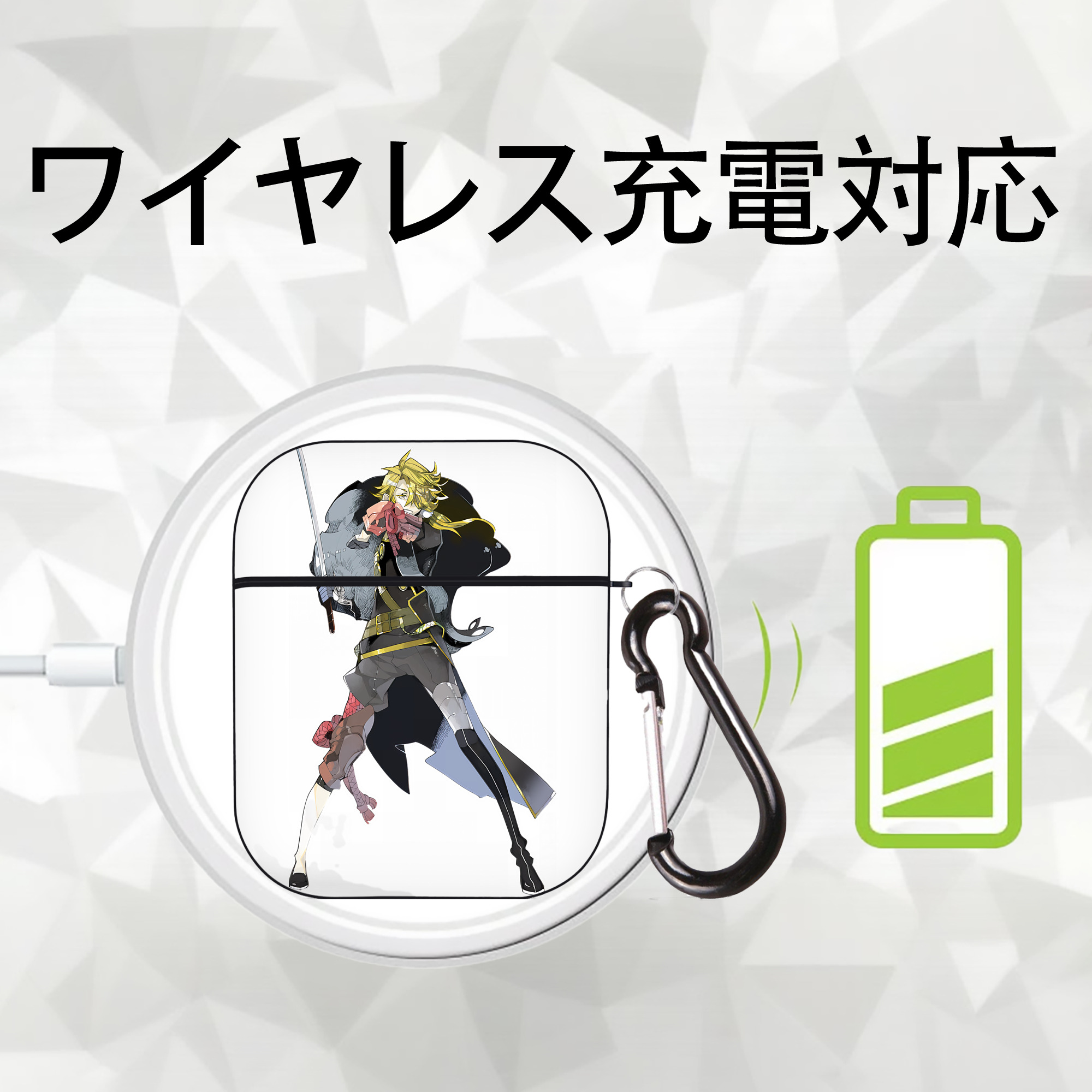 刀剣乱舞 Touken Ranbu AirPods 第2世代保護ケース ハードシェル ブラック 耐衝撃・防指紋・カラビナ付き