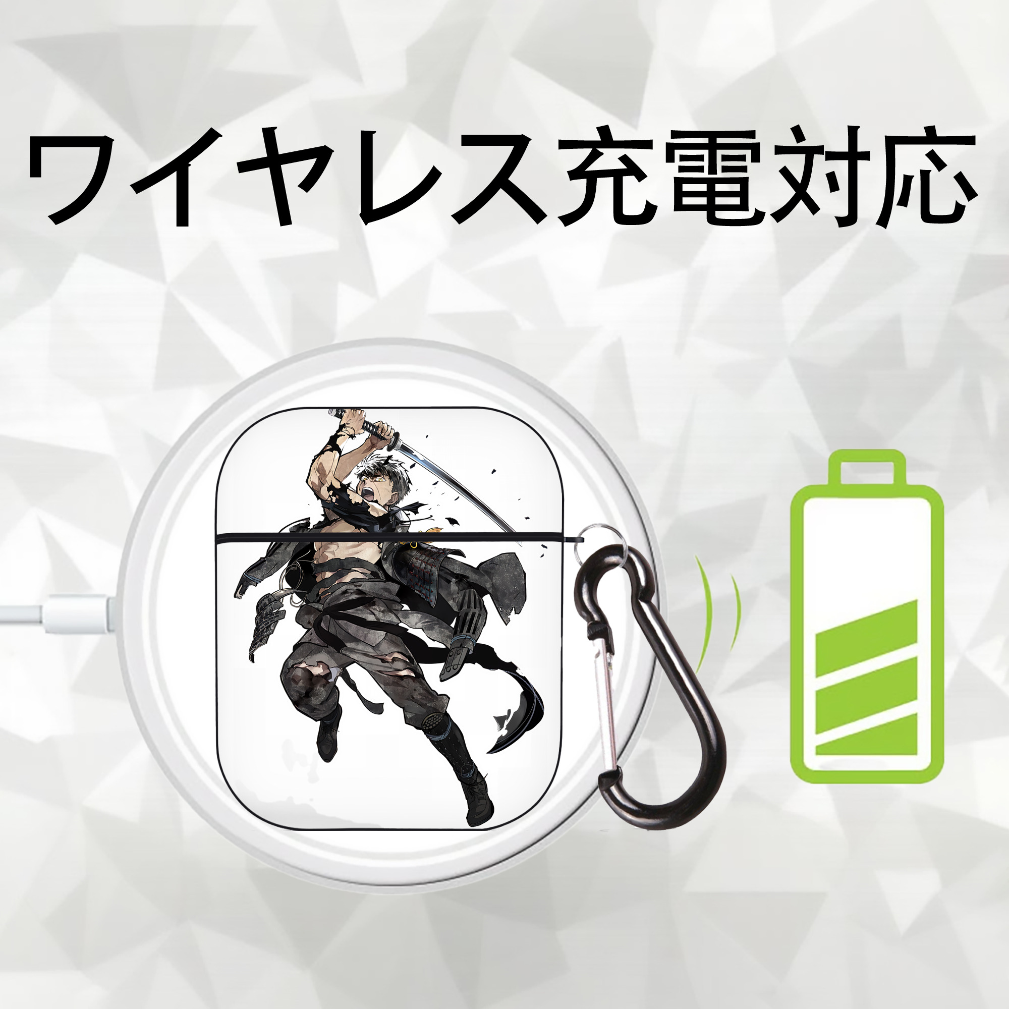 刀剣乱舞 Touken Ranbu AirPods 第2世代保護ケース ハードシェル ブラック 耐衝撃・防指紋・カラビナ付き