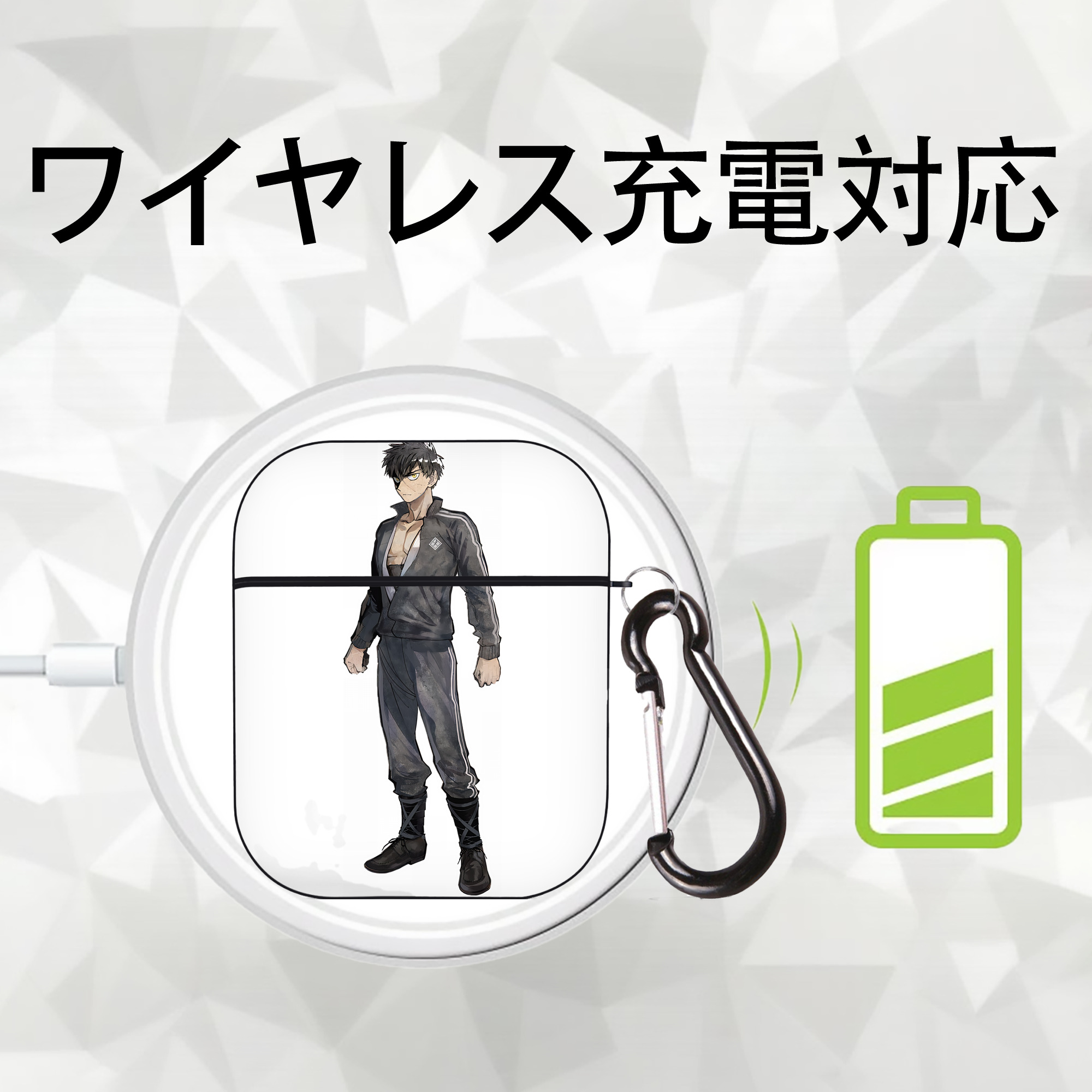 刀剣乱舞 Touken Ranbu AirPods 第2世代保護ケース ハードシェル ブラック 耐衝撃・防指紋・カラビナ付き
