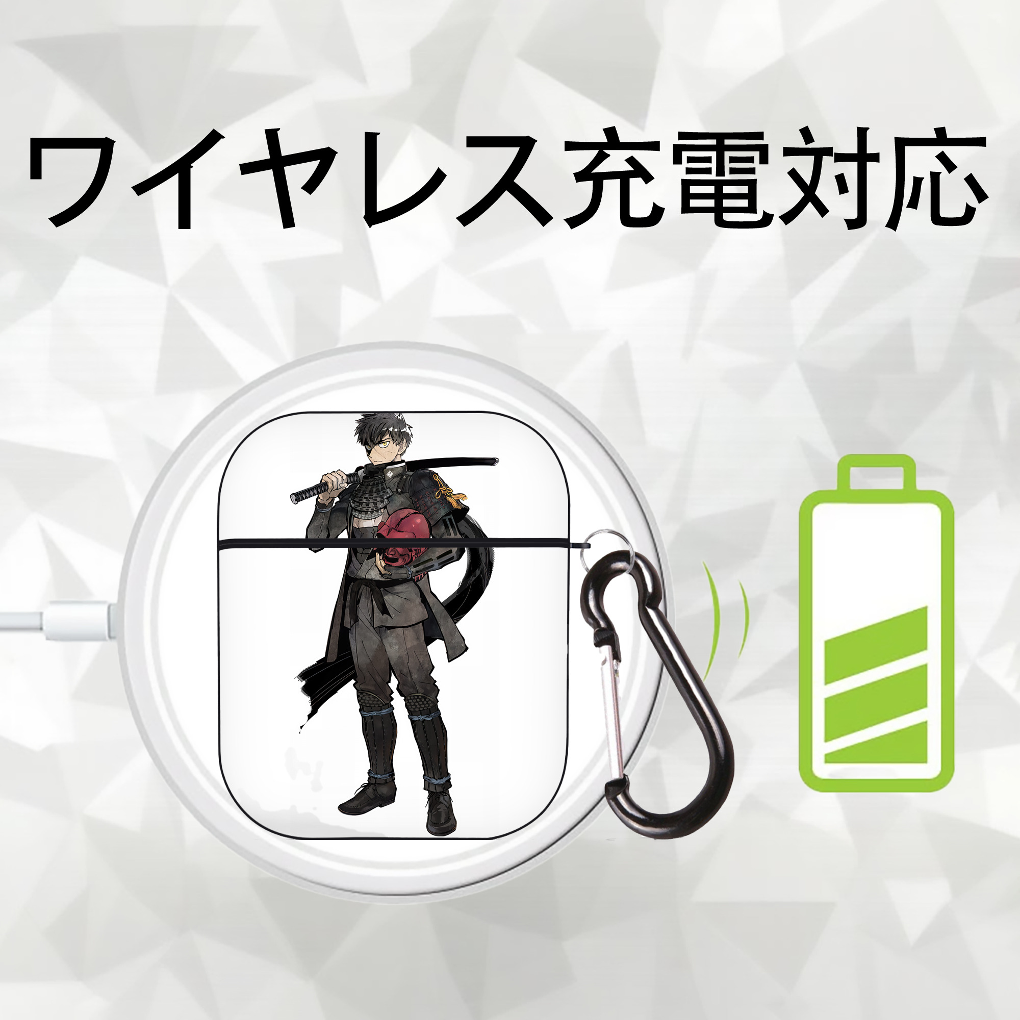 刀剣乱舞 Touken Ranbu AirPods 第2世代保護ケース ハードシェル ブラック 耐衝撃・防指紋・カラビナ付き