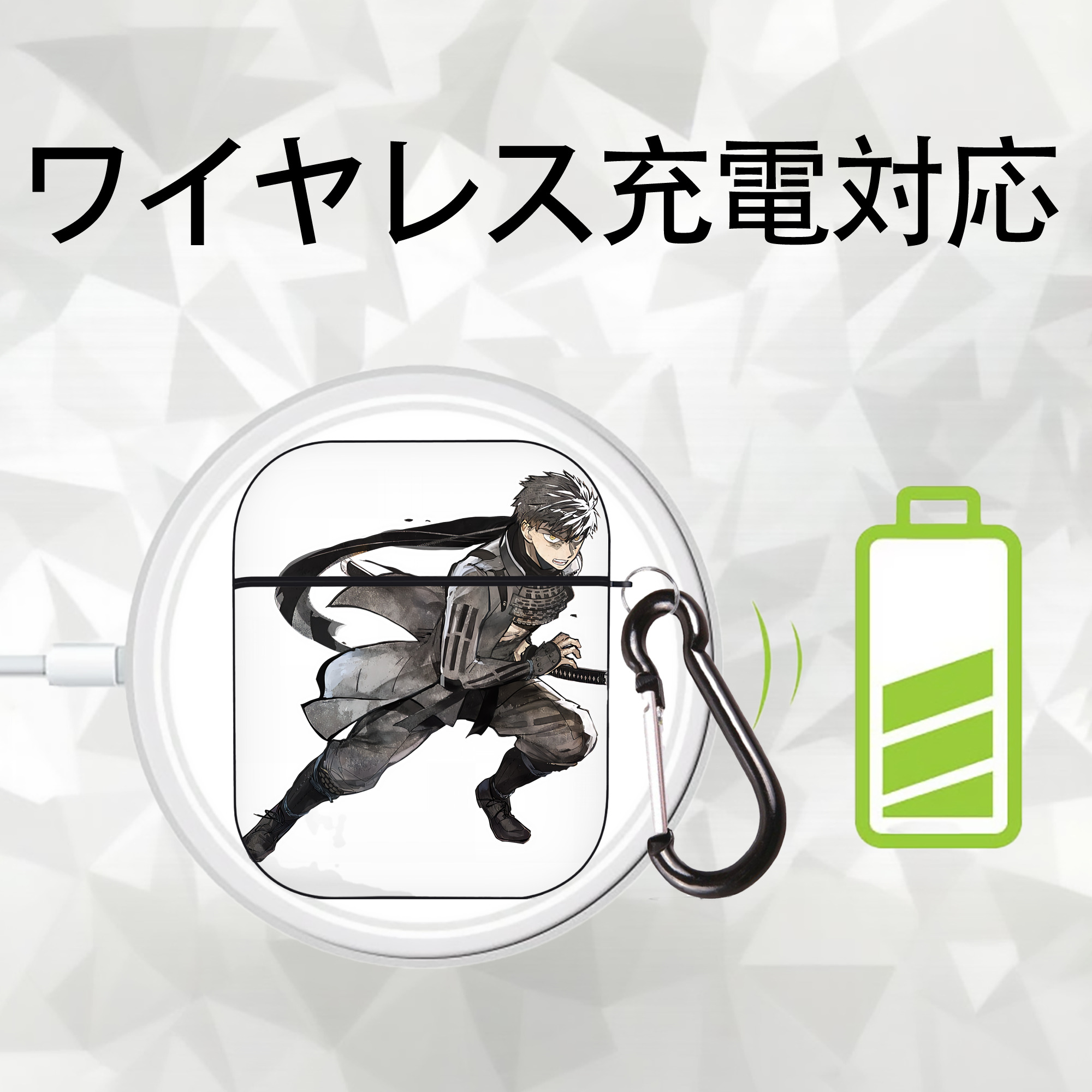刀剣乱舞 Touken Ranbu AirPods 第2世代保護ケース ハードシェル ブラック 耐衝撃・防指紋・カラビナ付き