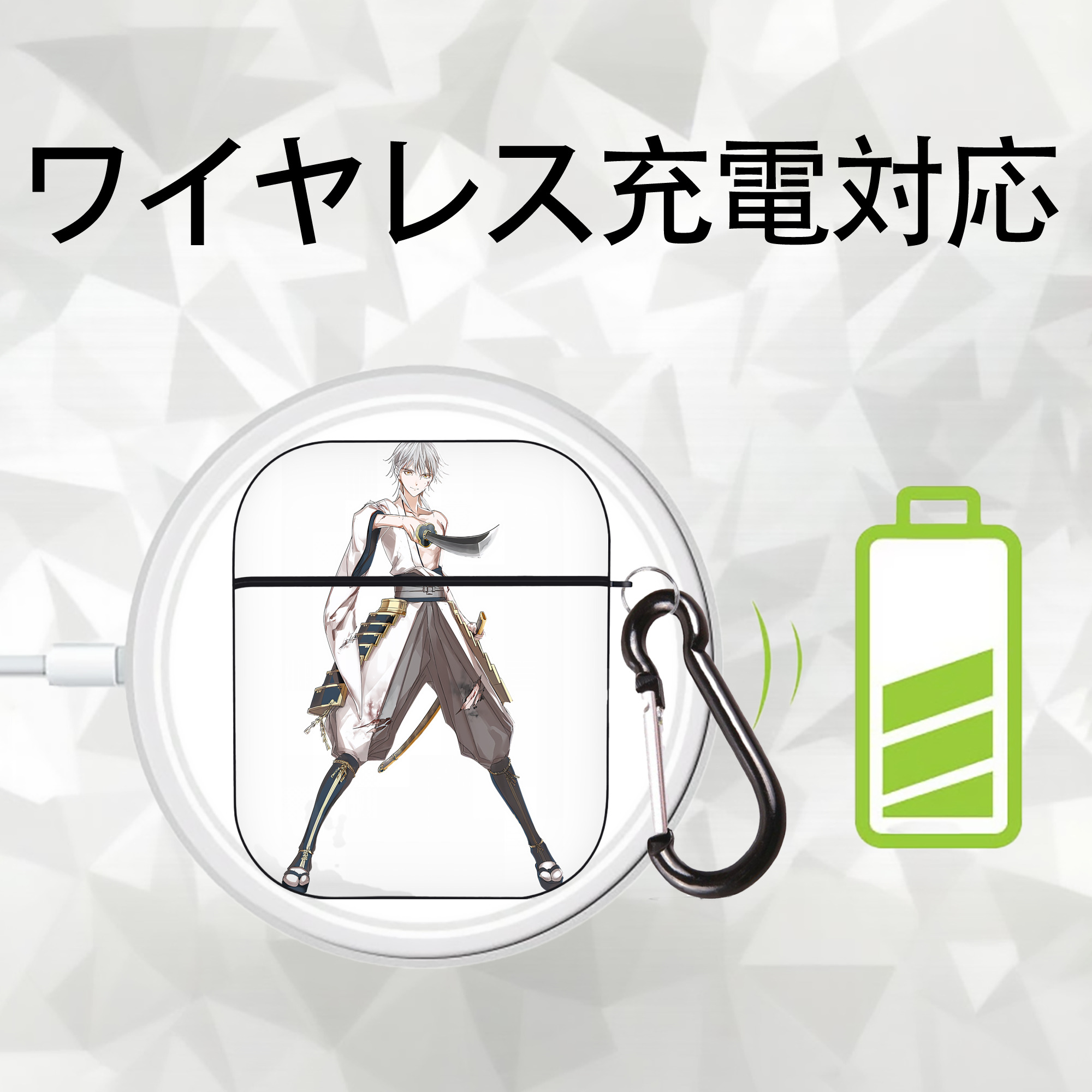 刀剣乱舞 Touken Ranbu AirPods 第2世代保護ケース ハードシェル ブラック 耐衝撃・防指紋・カラビナ付き