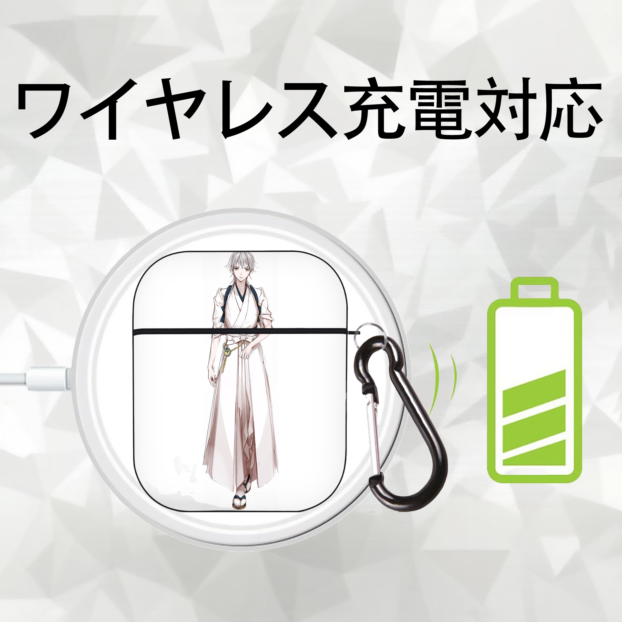 刀剣乱舞 Touken Ranbu AirPods 第2世代保護ケース ハードシェル ブラック 耐衝撃・防指紋・カラビナ付き