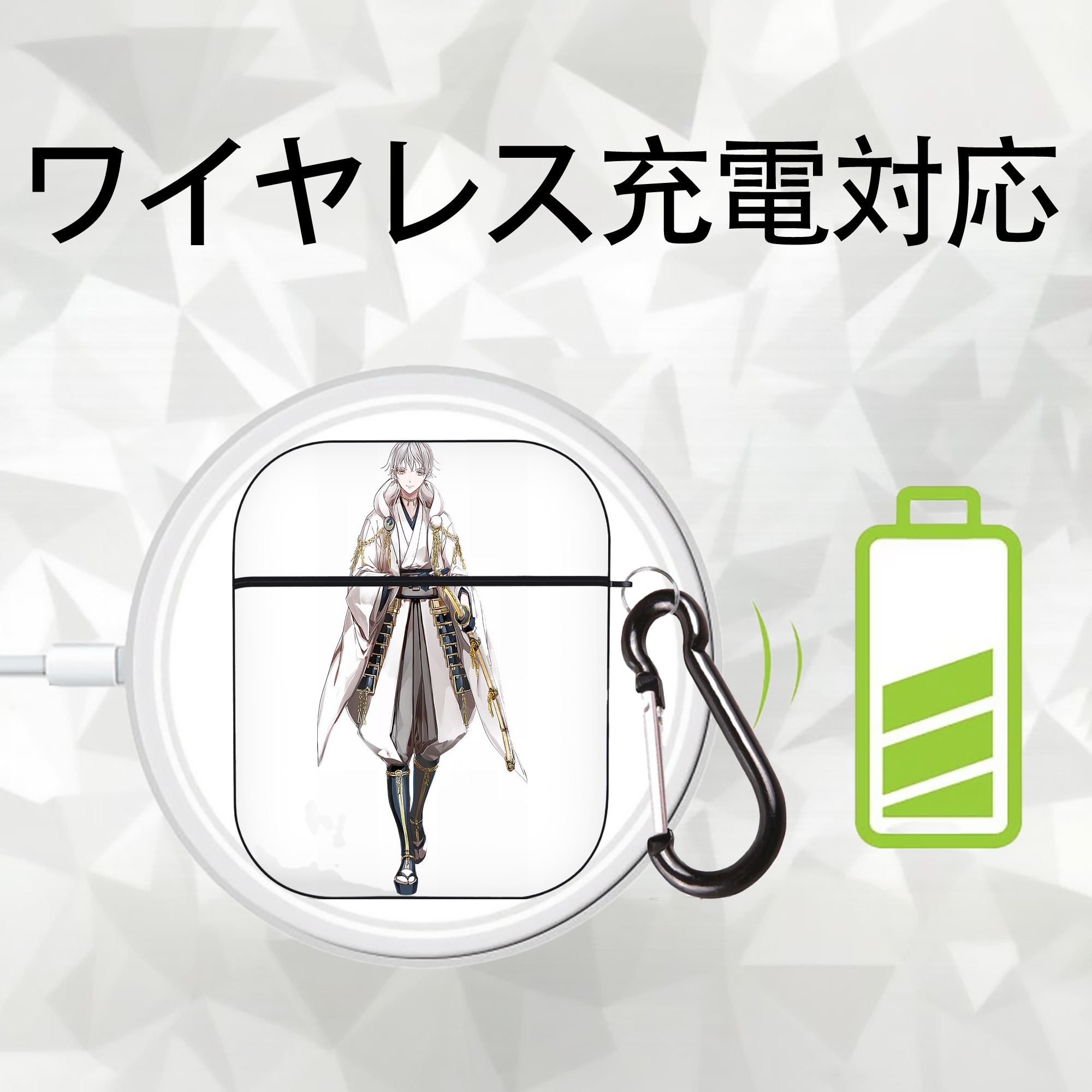 刀剣乱舞 Touken Ranbu AirPods 第2世代保護ケース ハードシェル ブラック 耐衝撃・防指紋・カラビナ付き