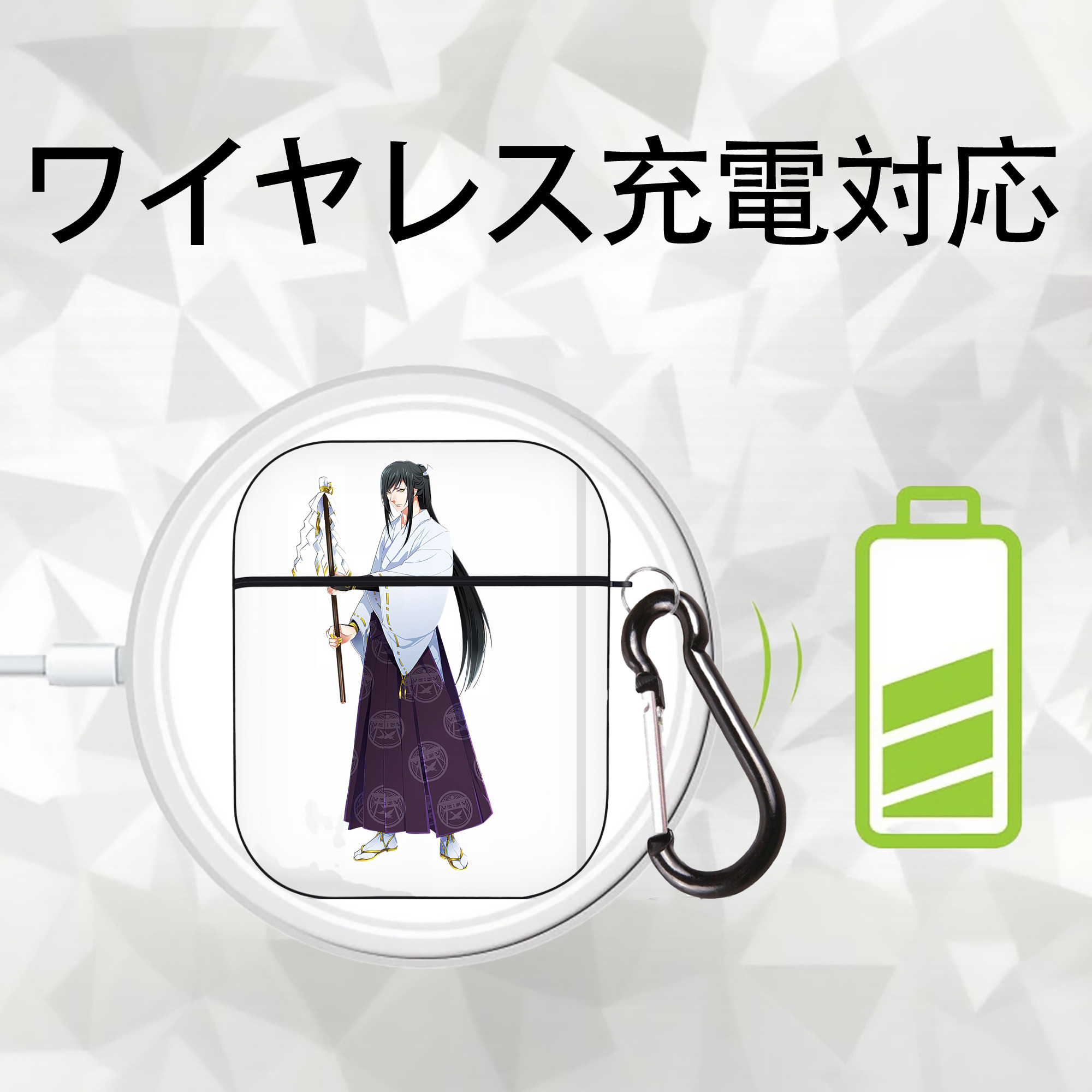 刀剣乱舞 Touken Ranbu AirPods 第2世代保護ケース ハードシェル ブラック 耐衝撃・防指紋・カラビナ付き
