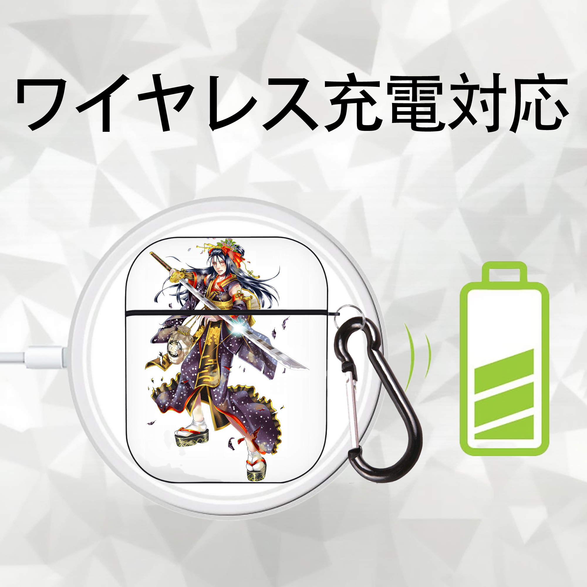 刀剣乱舞 Touken Ranbu AirPods 第2世代保護ケース ハードシェル ブラック 耐衝撃・防指紋・カラビナ付き