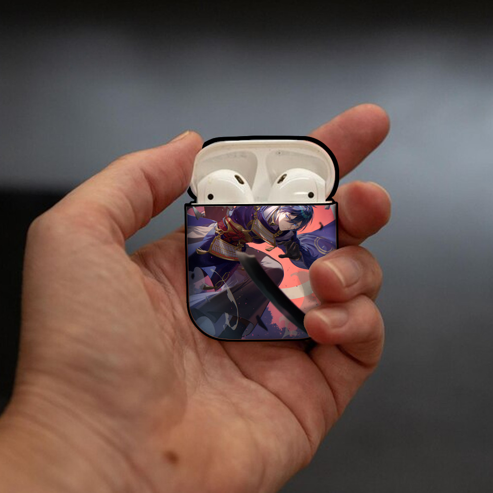 刀剣乱舞 Touken Ranbu AirPods 第2世代保護ケース ハードシェル ブラック 耐衝撃・防指紋・カラビナ付き