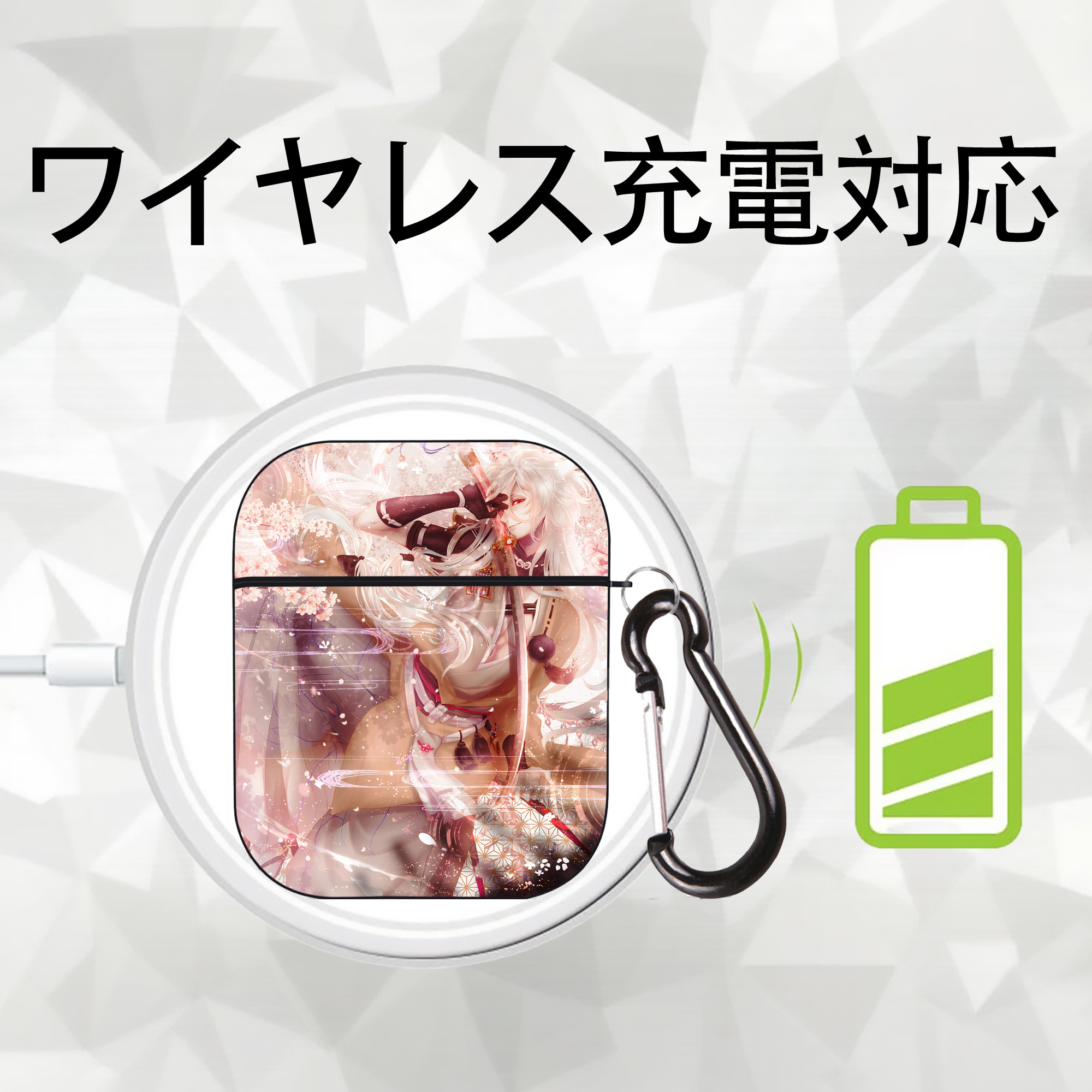 刀剣乱舞 Touken Ranbu AirPods 第2世代保護ケース ハードシェル ブラック 耐衝撃・防指紋・カラビナ付き