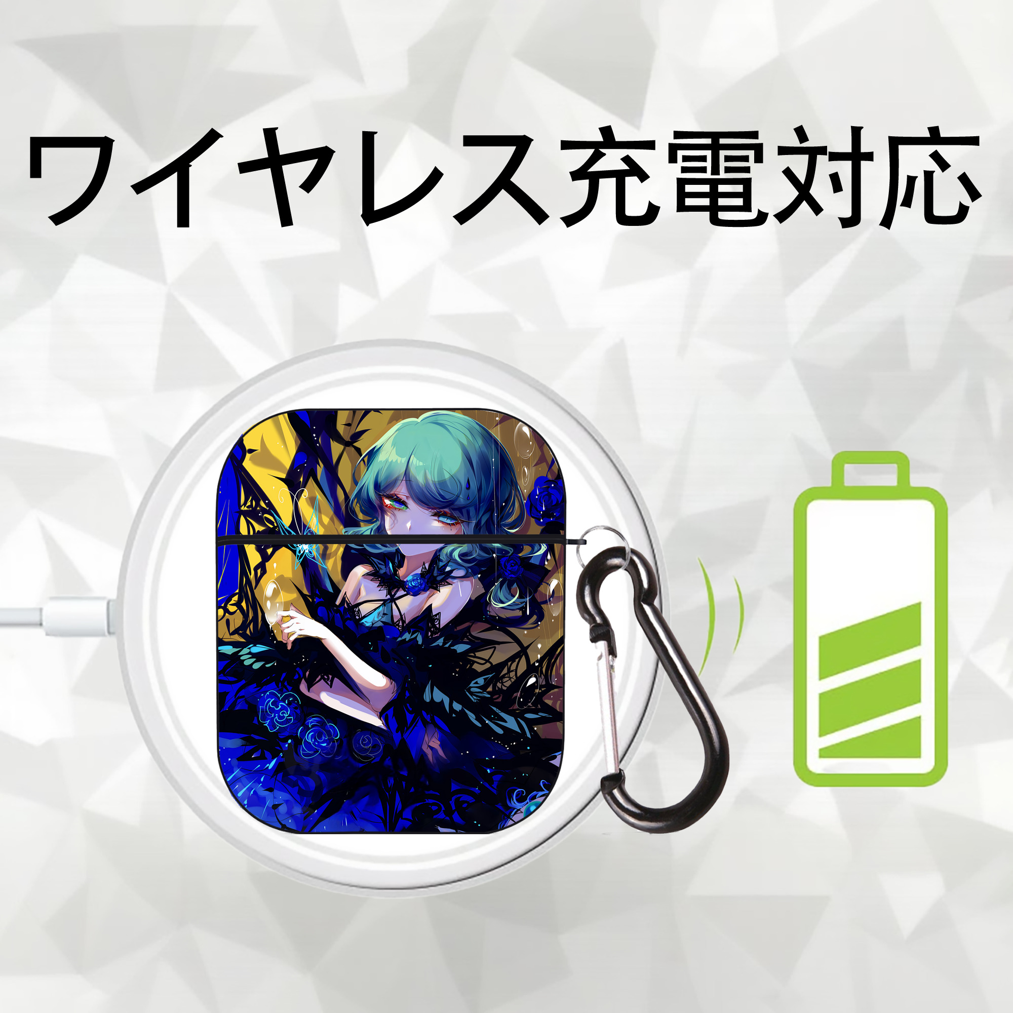 刀剣乱舞 Touken Ranbu AirPods 第2世代保護ケース ハードシェル ブラック 耐衝撃・防指紋・カラビナ付き