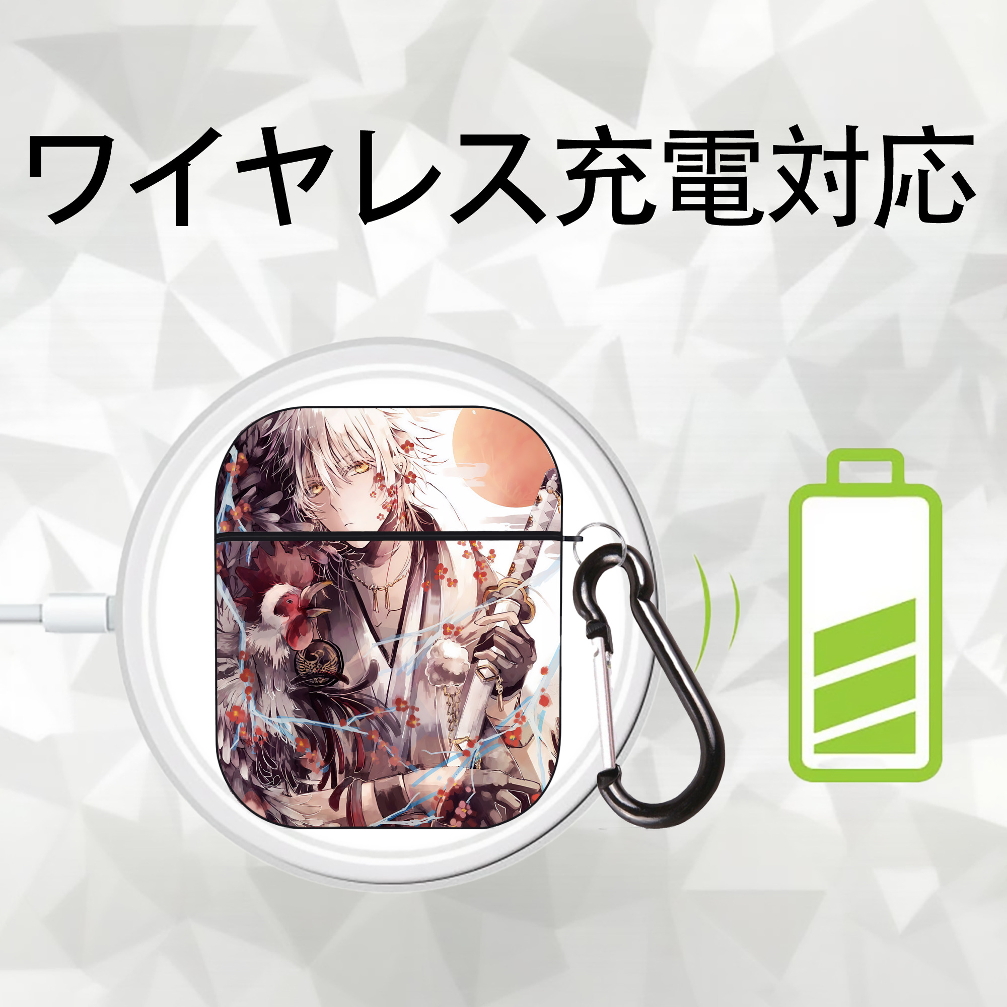 刀剣乱舞 Touken Ranbu AirPods 第2世代保護ケース ハードシェル ブラック 耐衝撃・防指紋・カラビナ付き