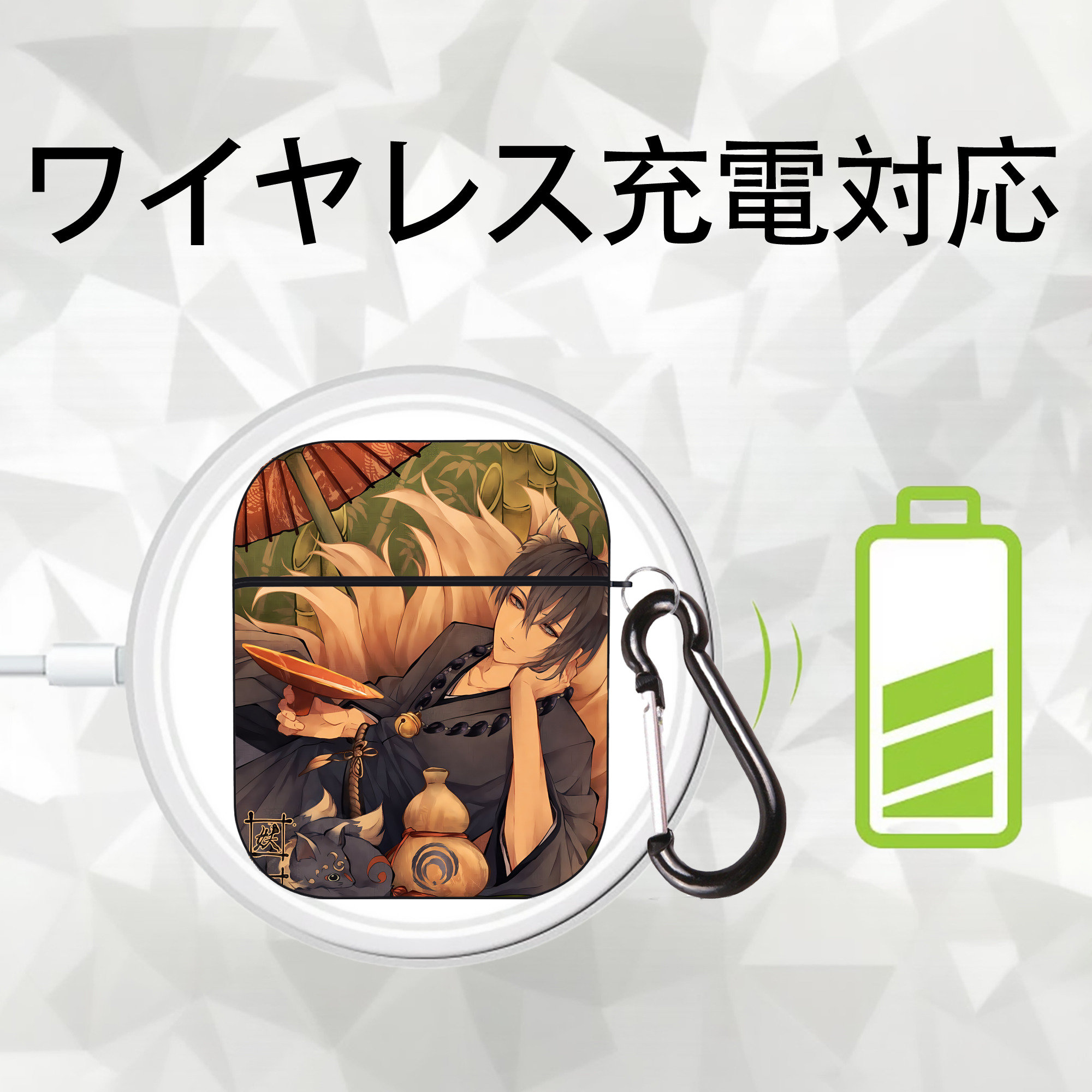 刀剣乱舞 Touken Ranbu AirPods 第2世代保護ケース ハードシェル ブラック 耐衝撃・防指紋・カラビナ付き