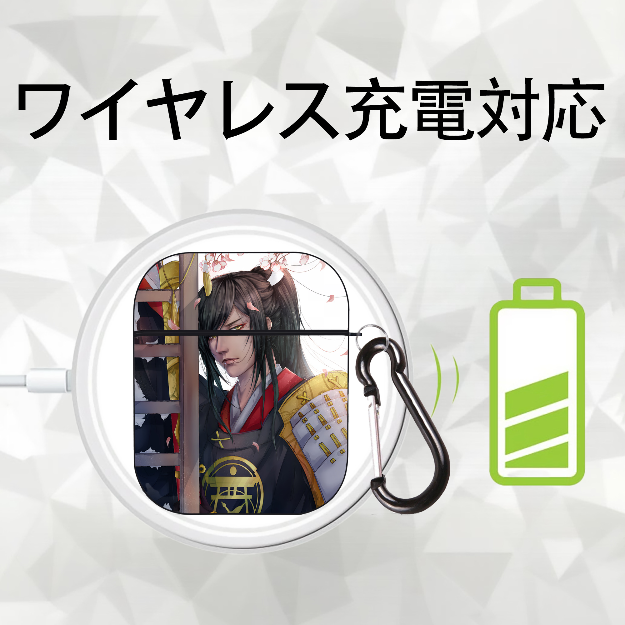 刀剣乱舞 Touken Ranbu AirPods 第2世代保護ケース ハードシェル ブラック 耐衝撃・防指紋・カラビナ付き