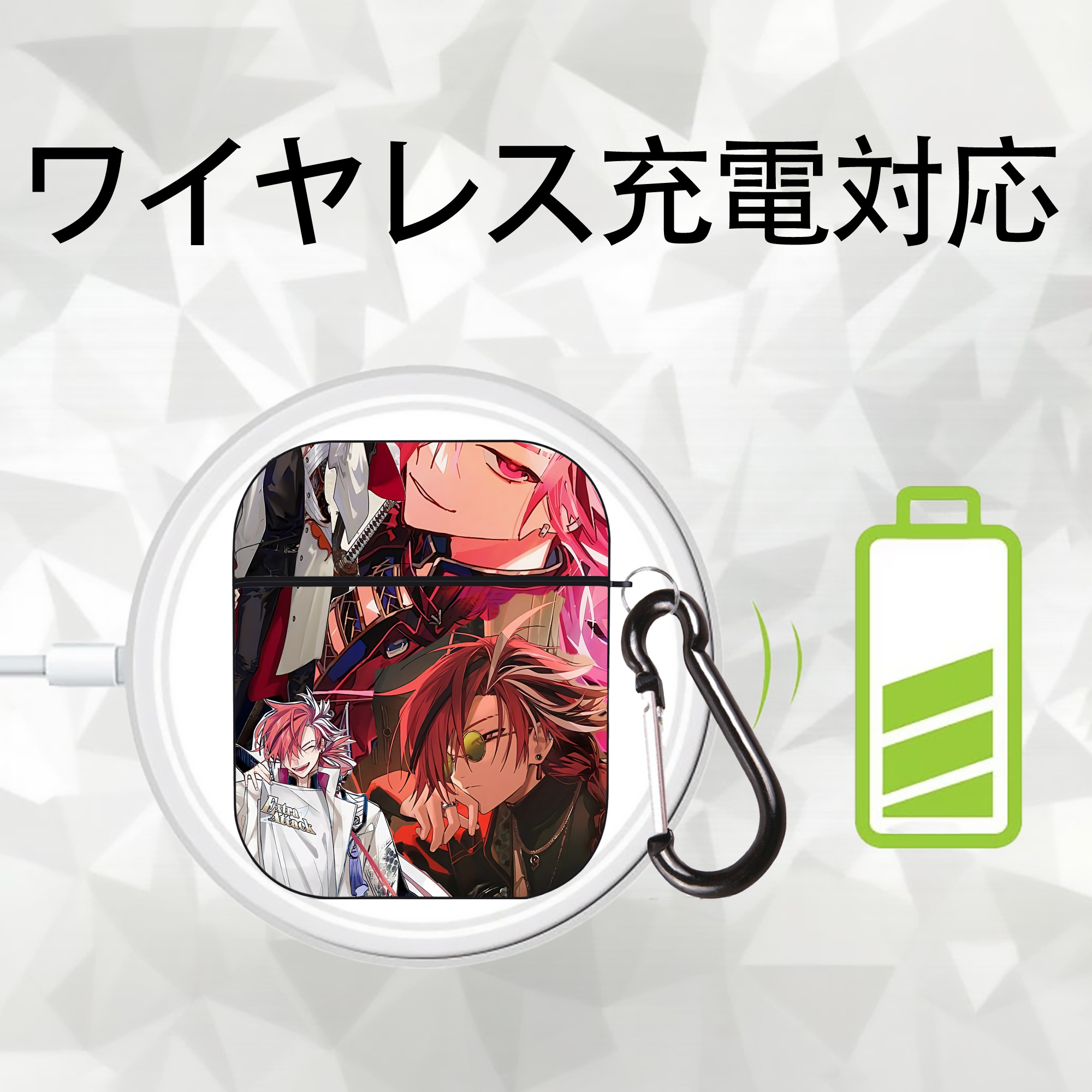 刀剣乱舞 Touken Ranbu AirPods 第2世代保護ケース ハードシェル ブラック 耐衝撃・防指紋・カラビナ付き