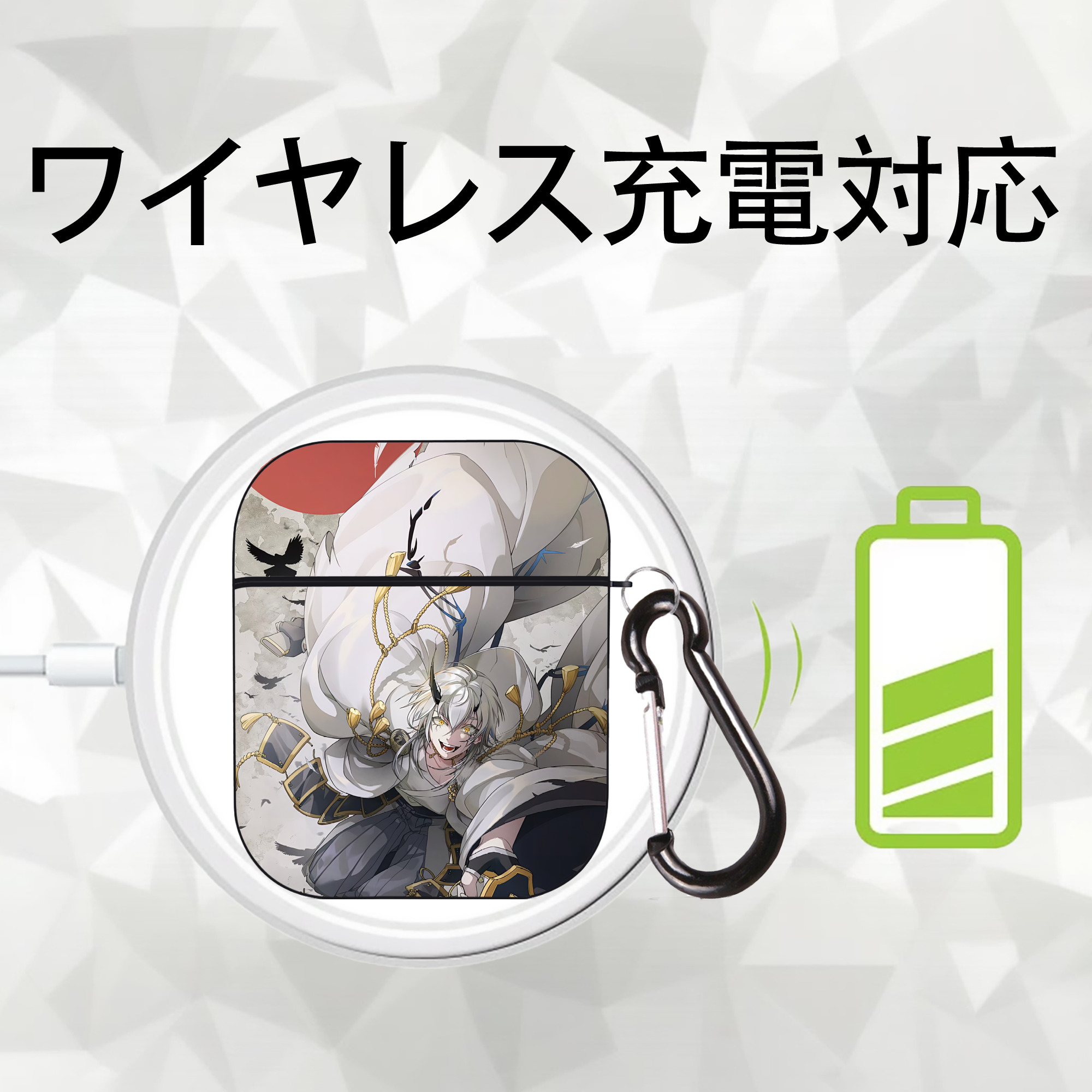 刀剣乱舞 Touken Ranbu AirPods 第2世代保護ケース ハードシェル ブラック 耐衝撃・防指紋・カラビナ付き