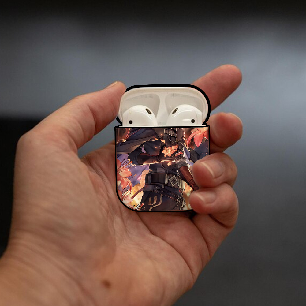 刀剣乱舞 Touken Ranbu AirPods 第2世代保護ケース ハードシェル ブラック 耐衝撃・防指紋・カラビナ付き