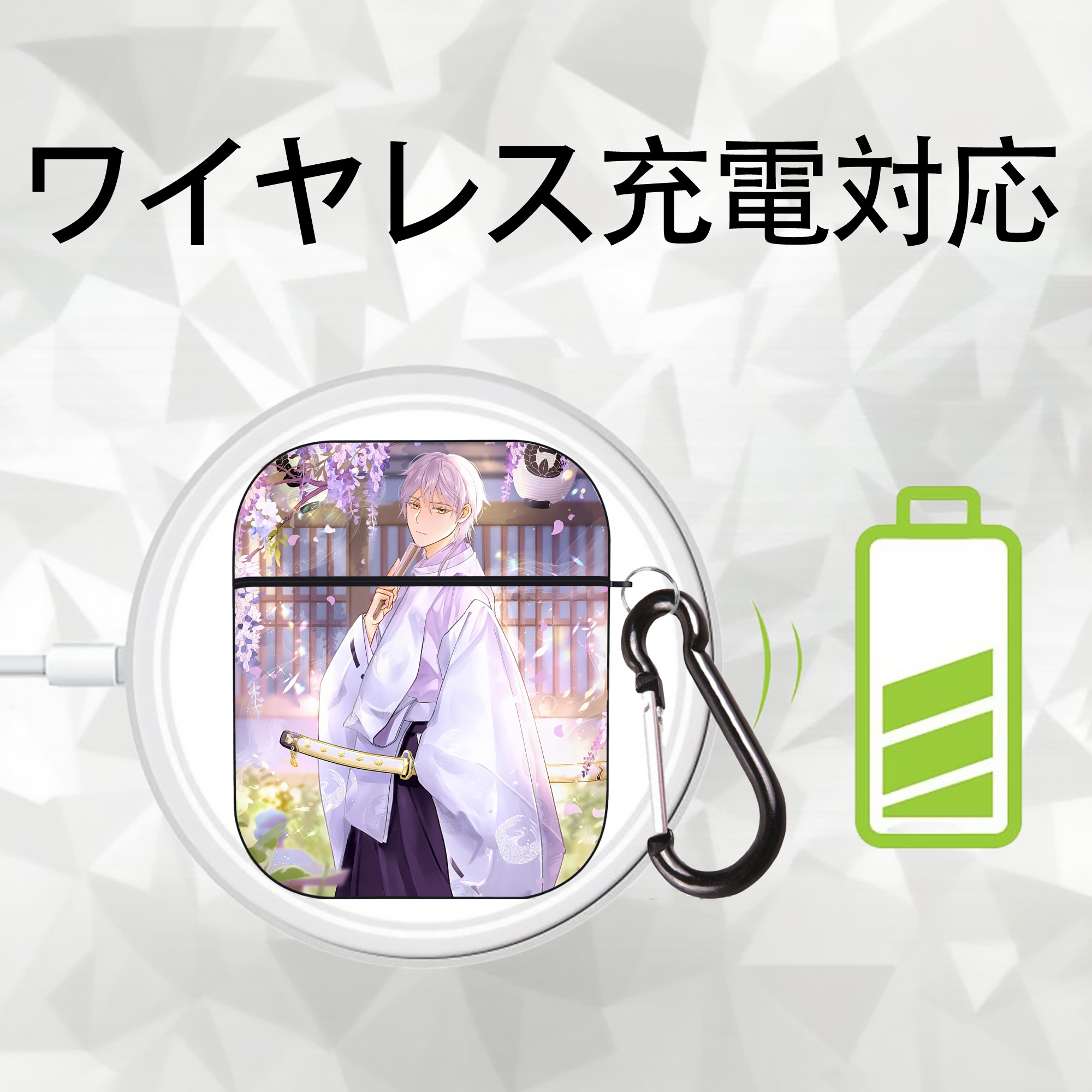 刀剣乱舞 Touken Ranbu AirPods 第2世代保護ケース ハードシェル ブラック 耐衝撃・防指紋・カラビナ付き
