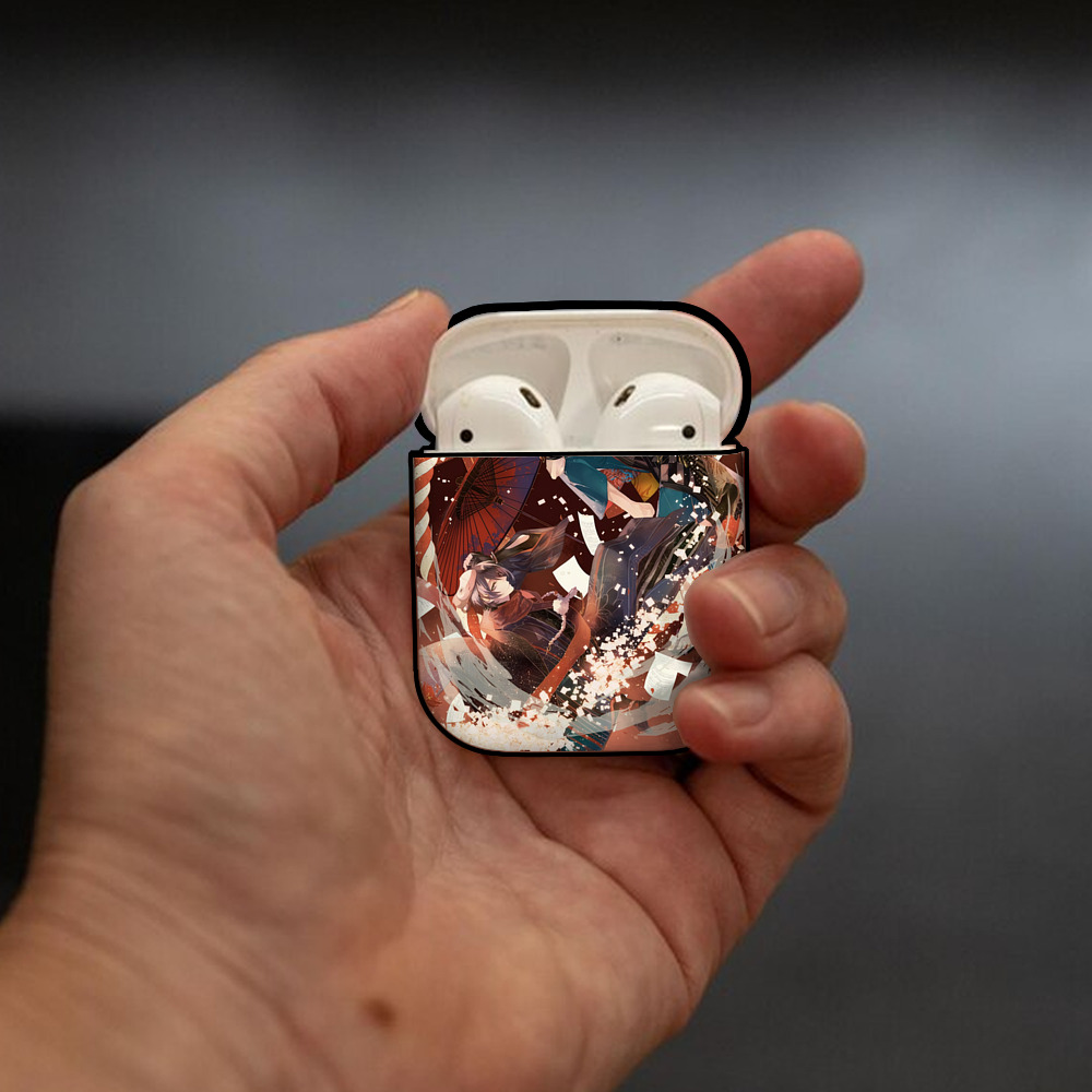 刀剣乱舞 Touken Ranbu AirPods 第2世代保護ケース ハードシェル ブラック 耐衝撃・防指紋・カラビナ付き