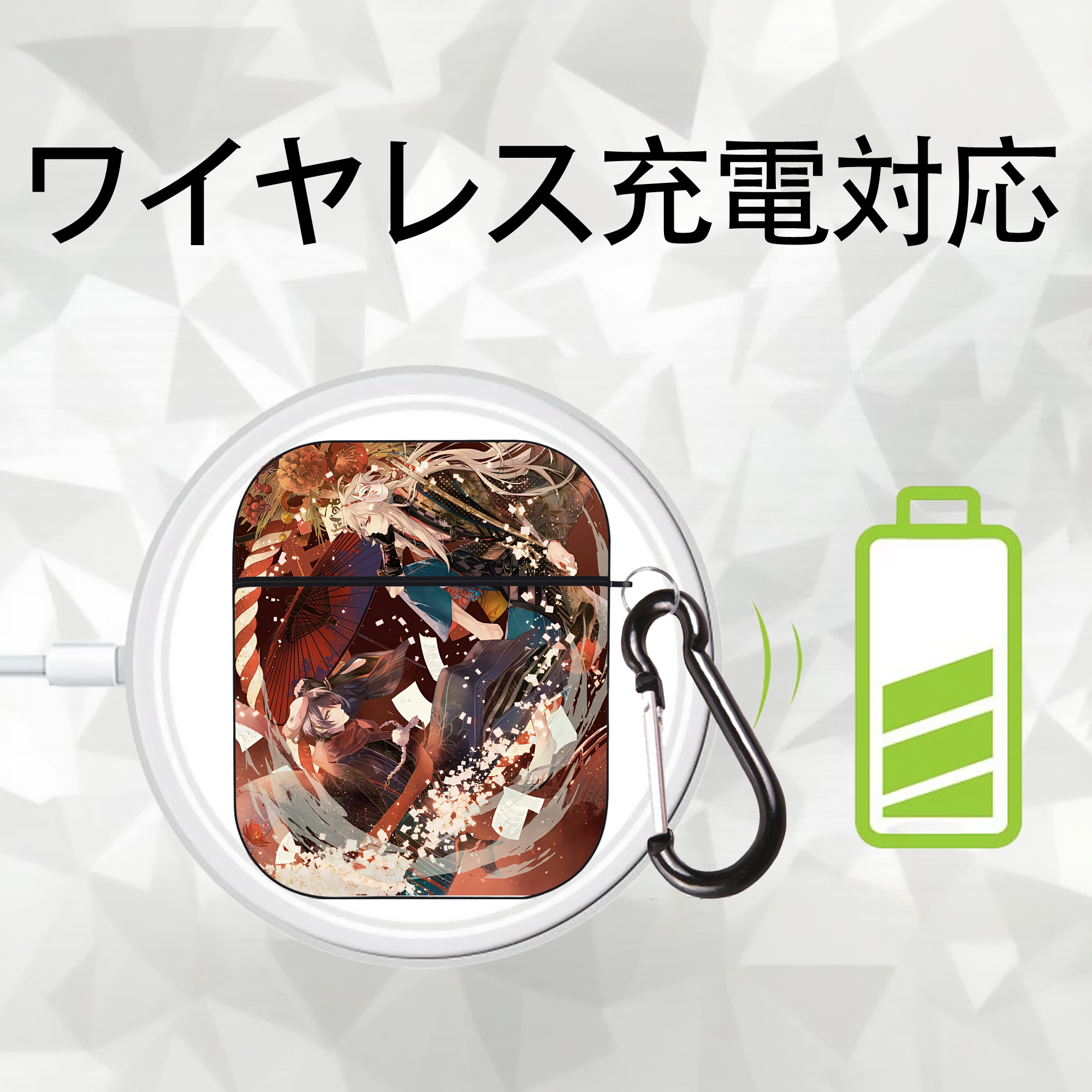 刀剣乱舞 Touken Ranbu AirPods 第2世代保護ケース ハードシェル ブラック 耐衝撃・防指紋・カラビナ付き