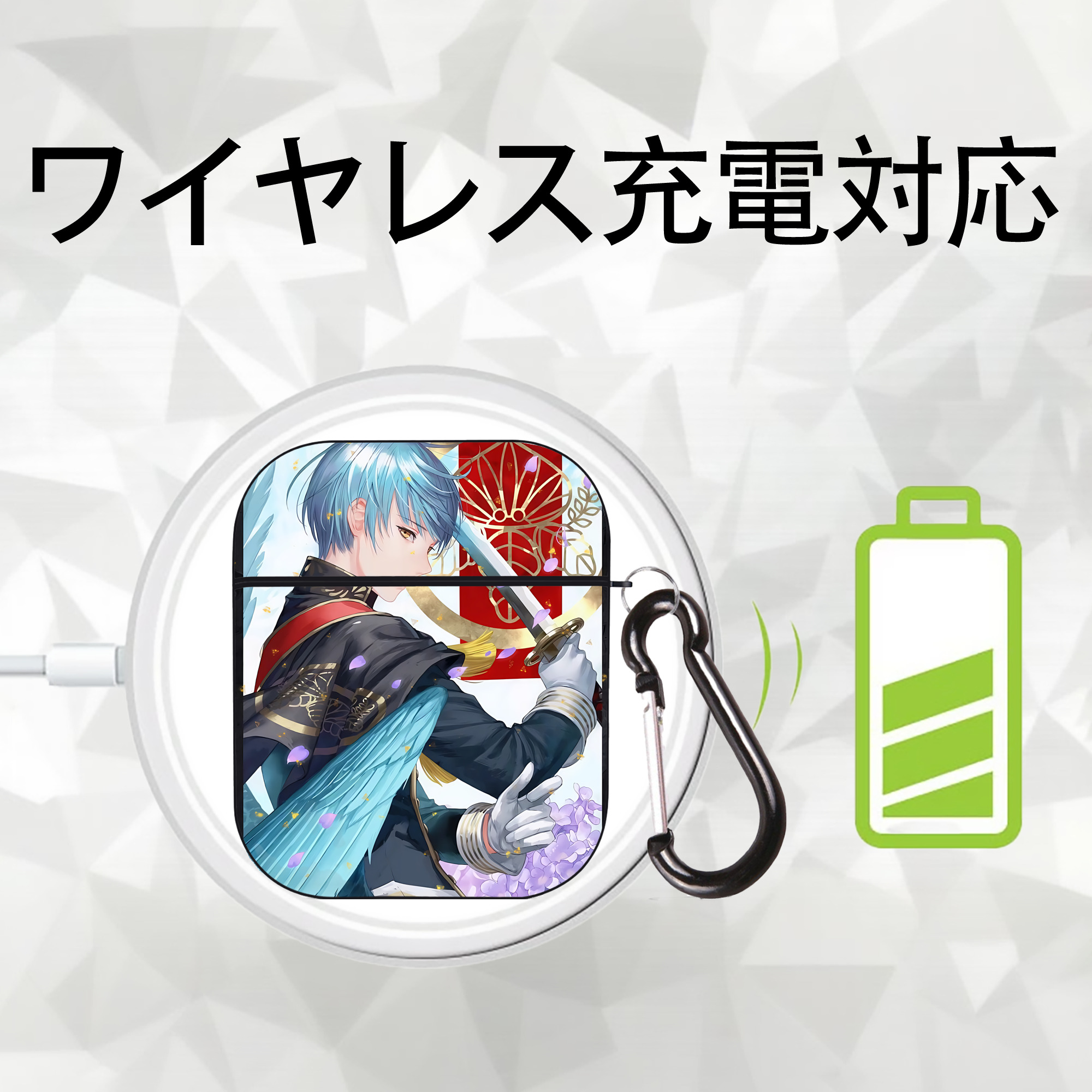 刀剣乱舞 Touken Ranbu AirPods 第2世代保護ケース ハードシェル ブラック 耐衝撃・防指紋・カラビナ付き