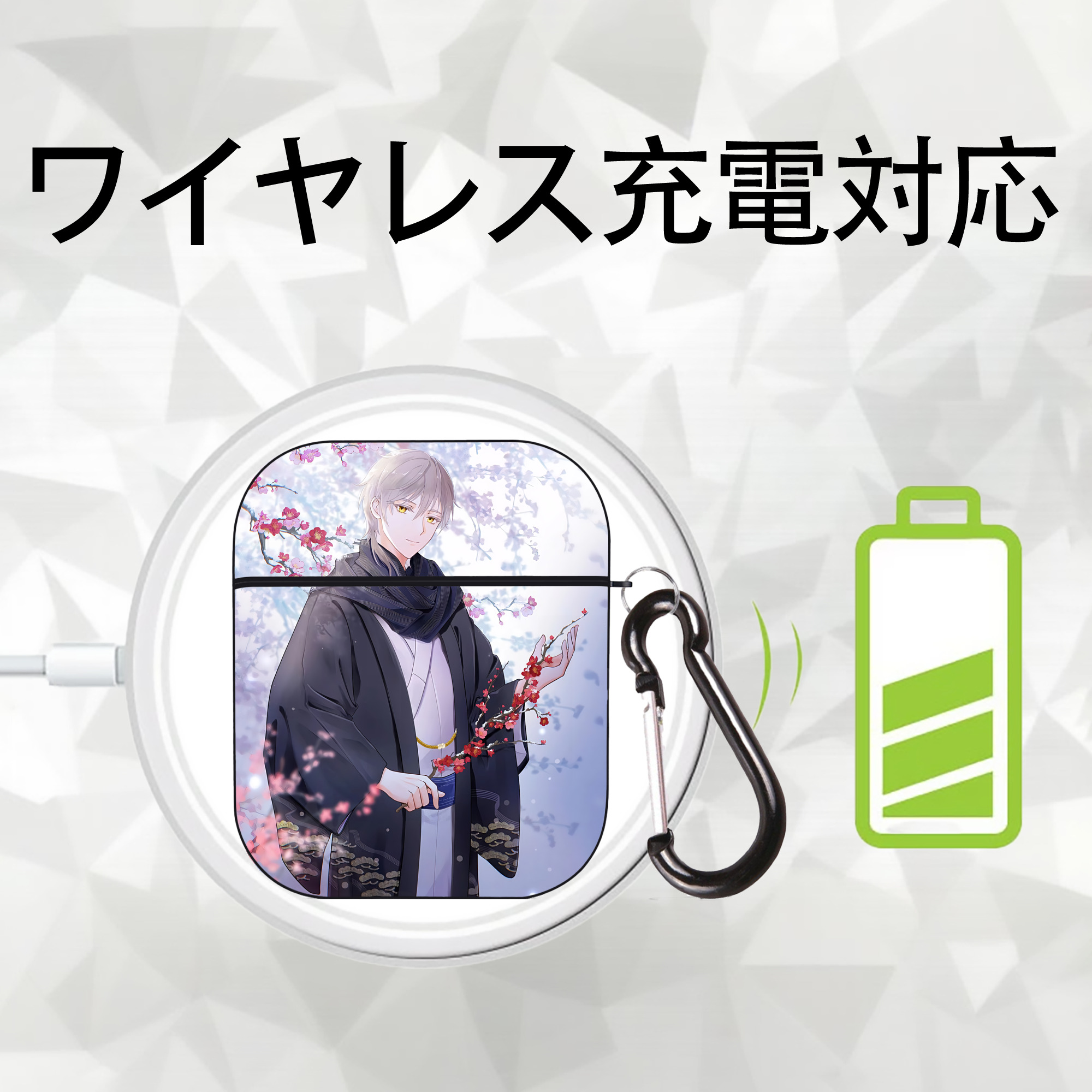 刀剣乱舞 Touken Ranbu AirPods 第2世代保護ケース ハードシェル ブラック 耐衝撃・防指紋・カラビナ付き