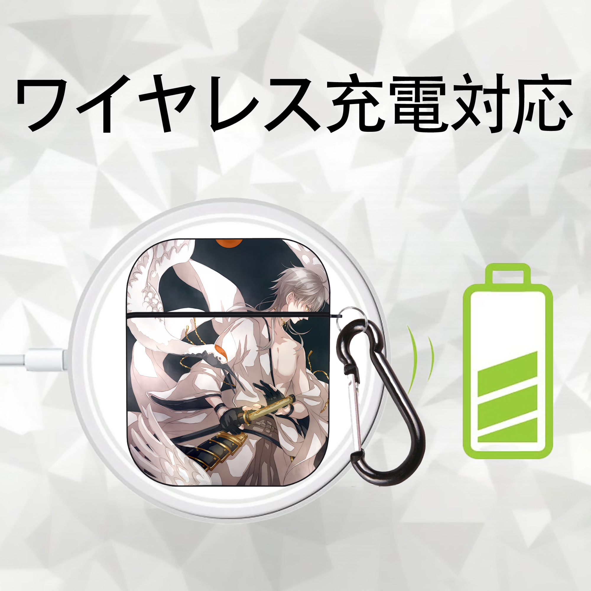 刀剣乱舞 Touken Ranbu AirPods 第2世代保護ケース ハードシェル ブラック 耐衝撃・防指紋・カラビナ付き