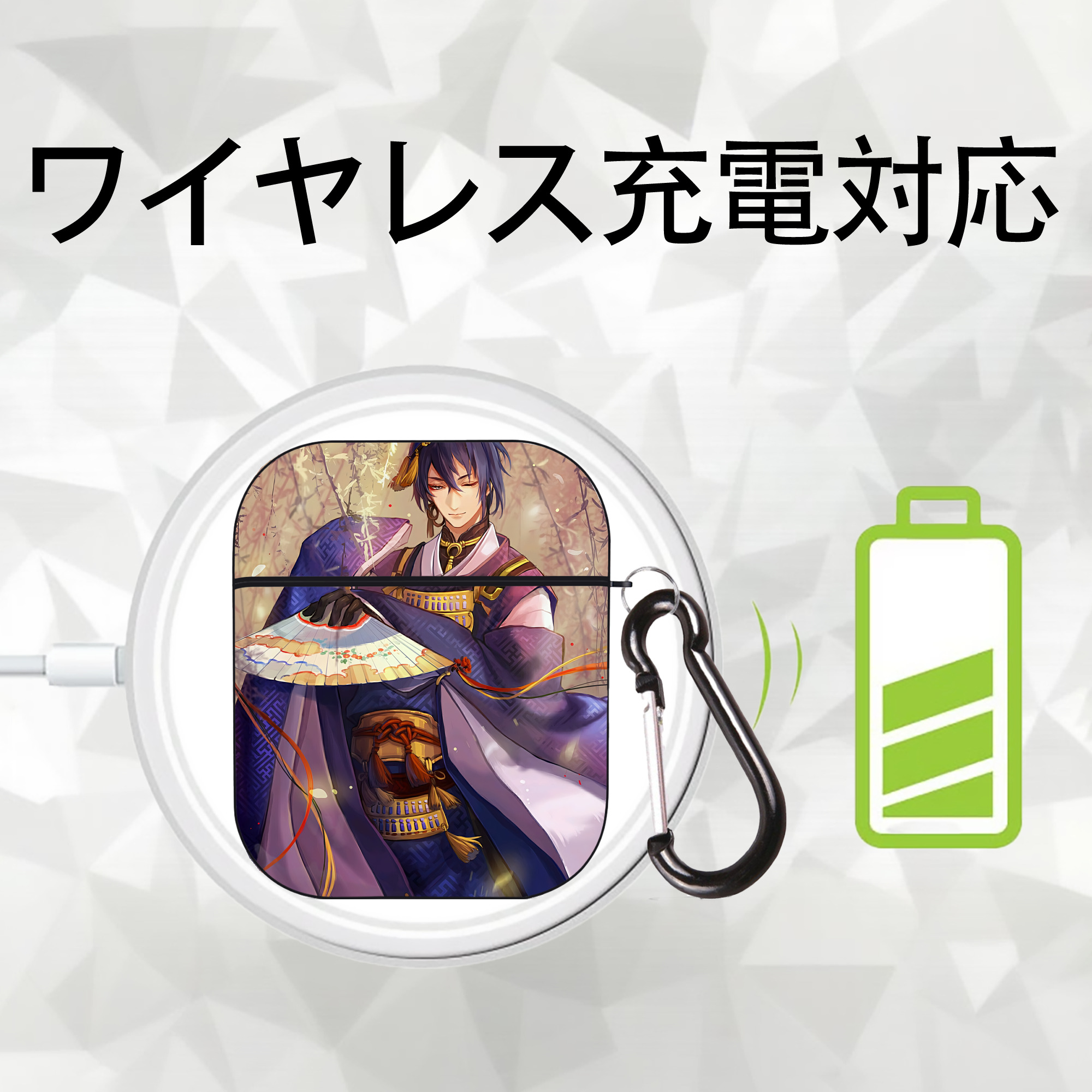 刀剣乱舞 Touken Ranbu AirPods 第2世代保護ケース ハードシェル ブラック 耐衝撃・防指紋・カラビナ付き