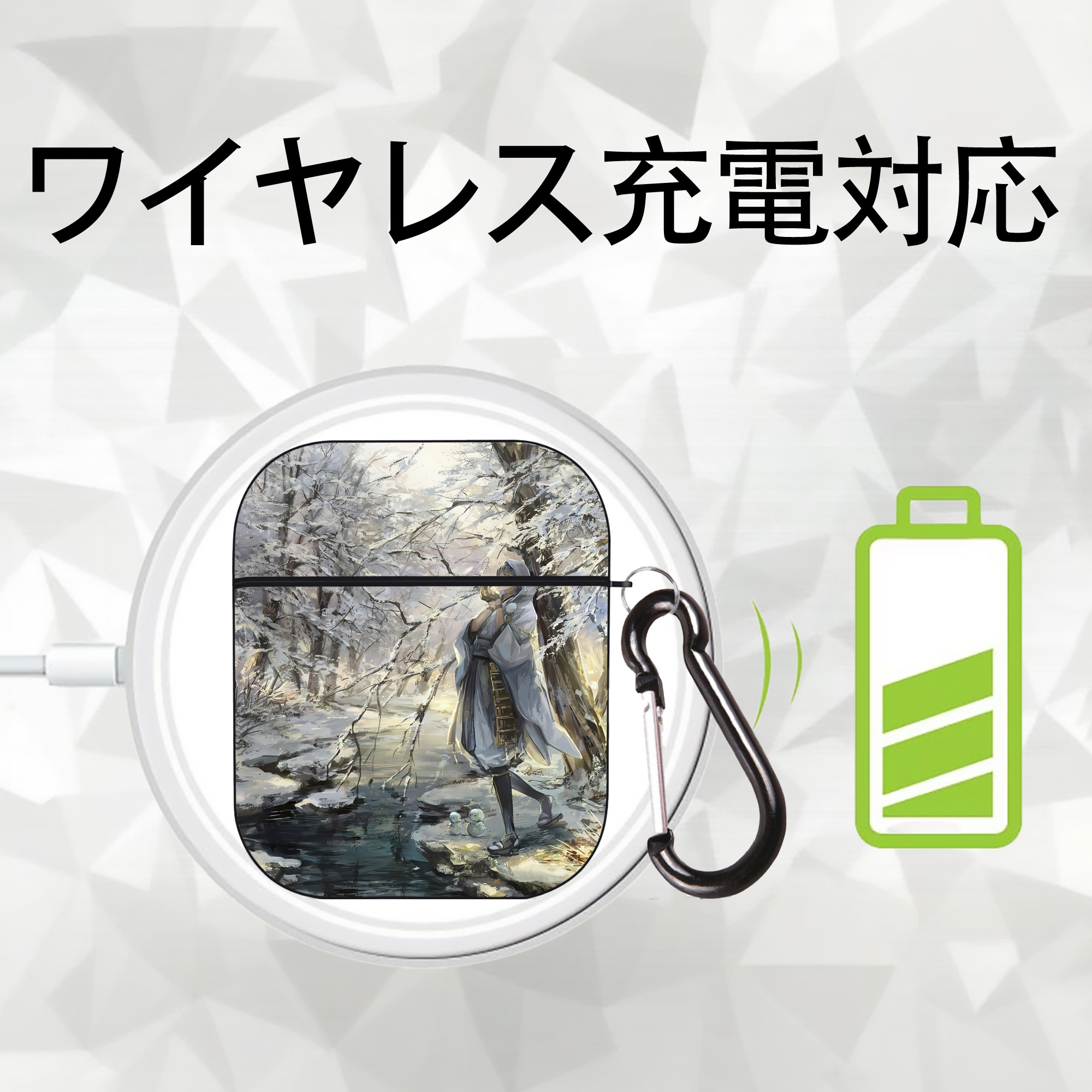 刀剣乱舞 Touken Ranbu AirPods 第2世代保護ケース ハードシェル ブラック 耐衝撃・防指紋・カラビナ付き