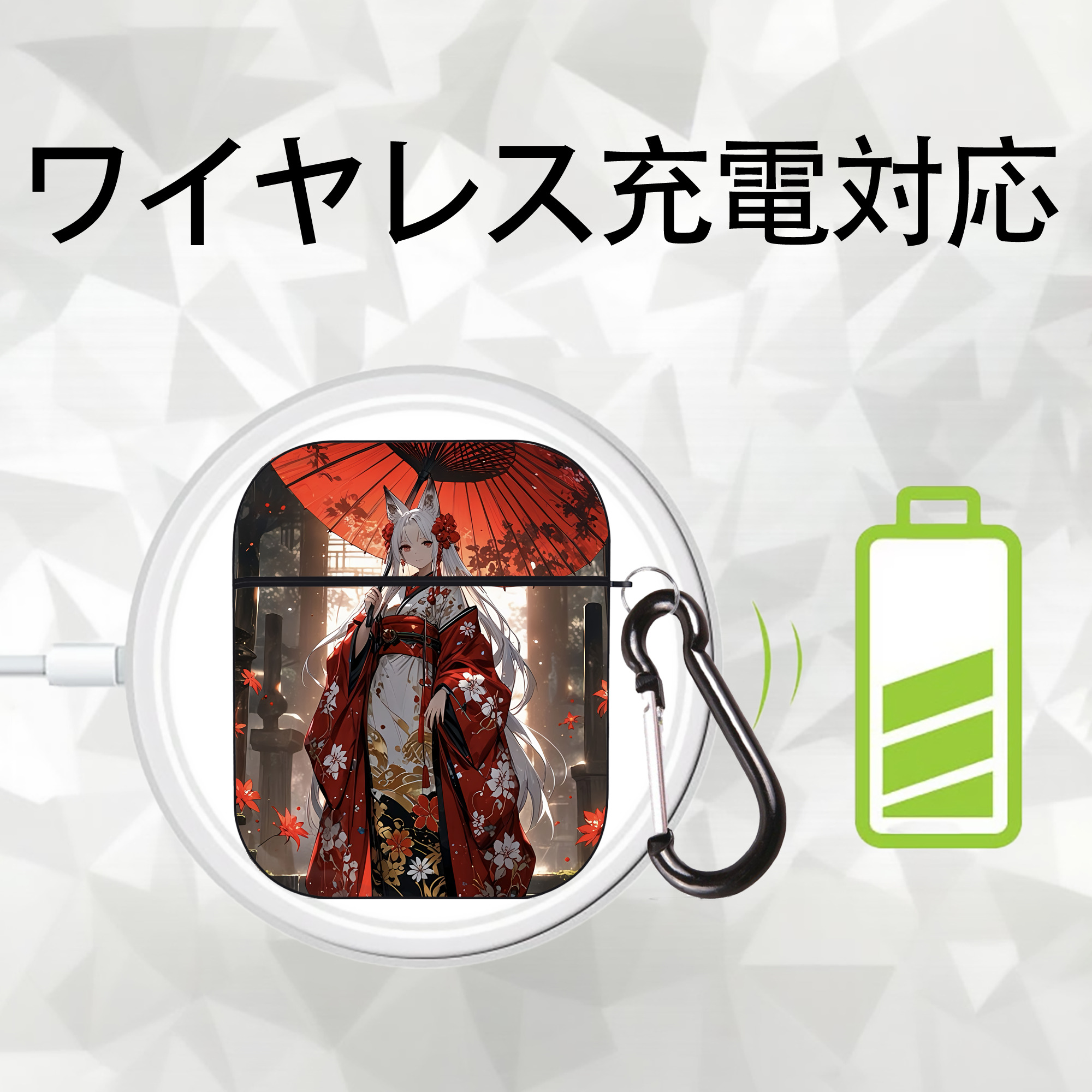 刀剣乱舞 Touken Ranbu AirPods 第2世代保護ケース ハードシェル ブラック 耐衝撃・防指紋・カラビナ付き