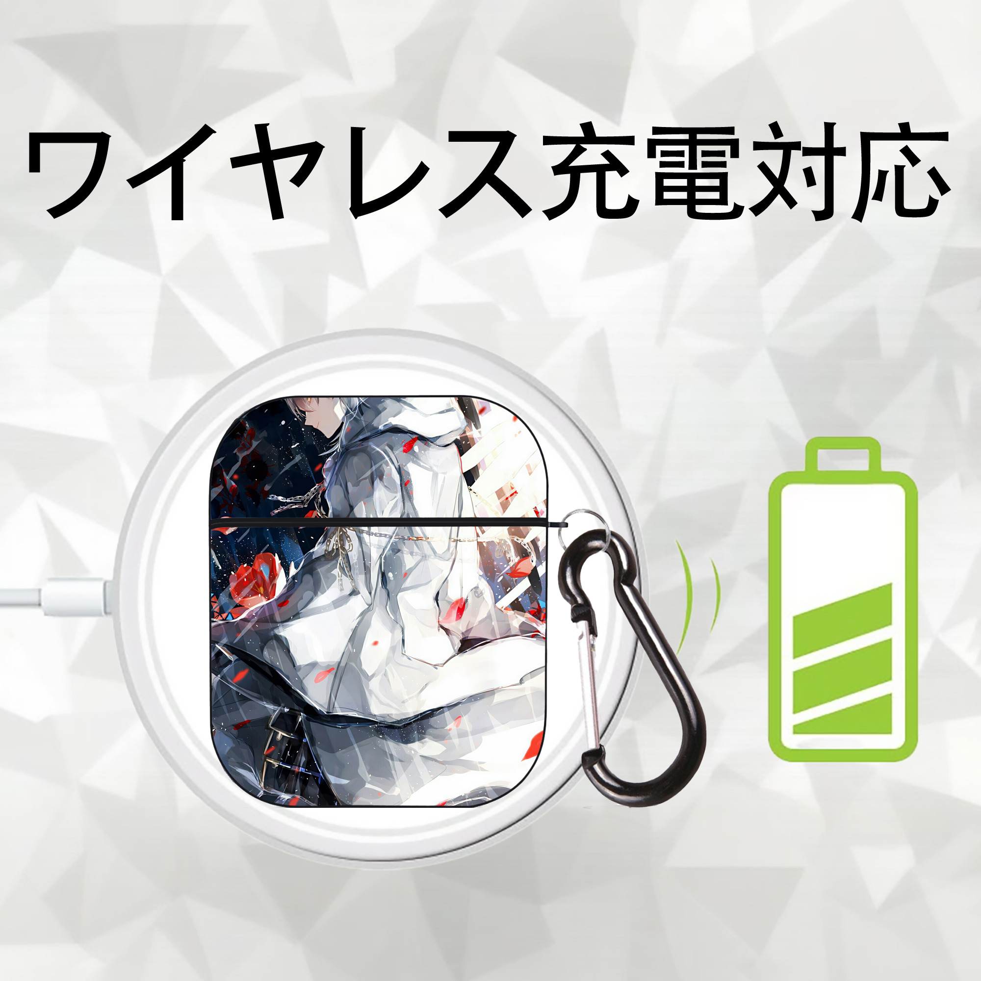 刀剣乱舞 Touken Ranbu AirPods 第2世代保護ケース ハードシェル ブラック 耐衝撃・防指紋・カラビナ付き