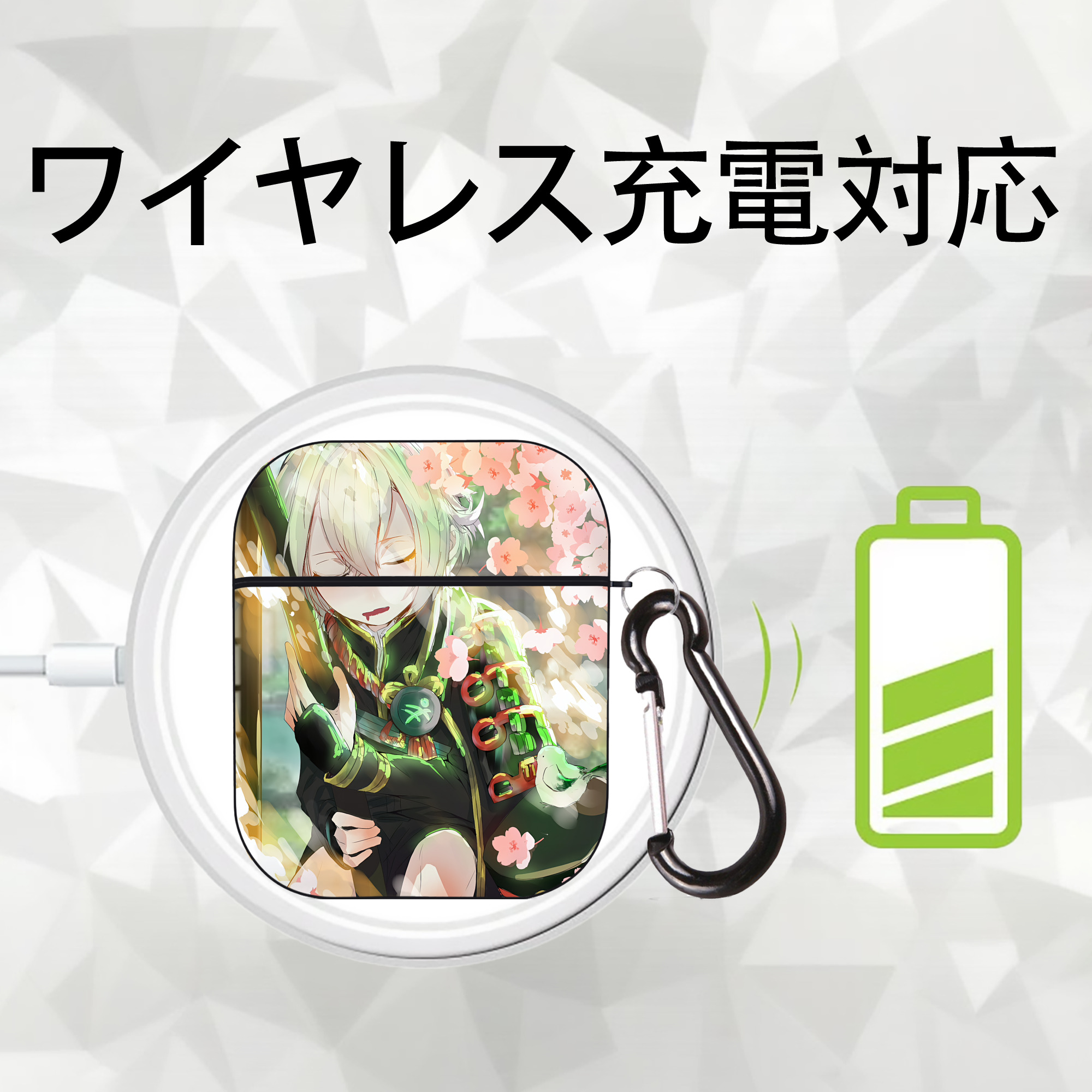 刀剣乱舞 Touken Ranbu AirPods 第2世代保護ケース ハードシェル ブラック 耐衝撃・防指紋・カラビナ付き
