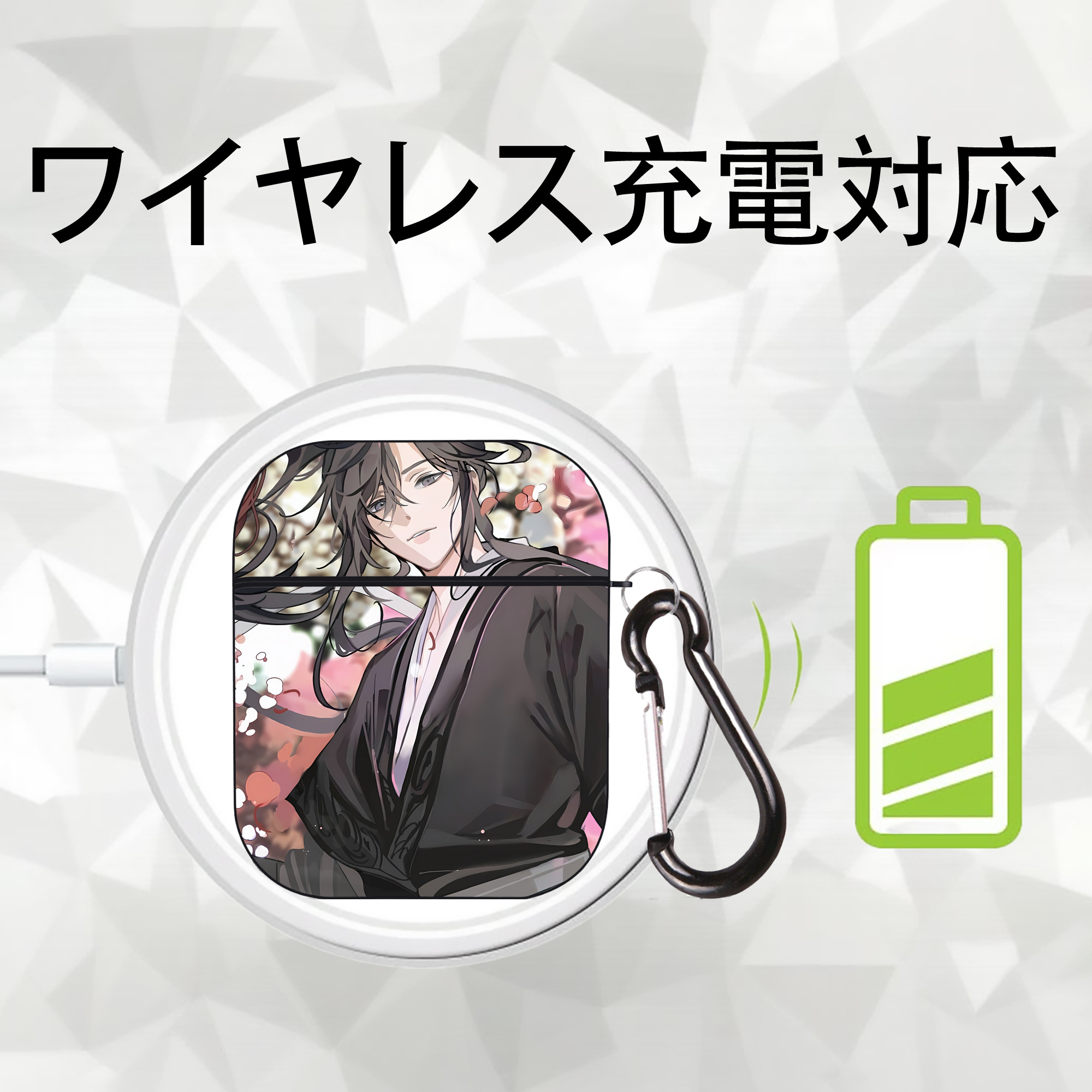 刀剣乱舞 Touken Ranbu AirPods 第2世代保護ケース ハードシェル ブラック 耐衝撃・防指紋・カラビナ付き