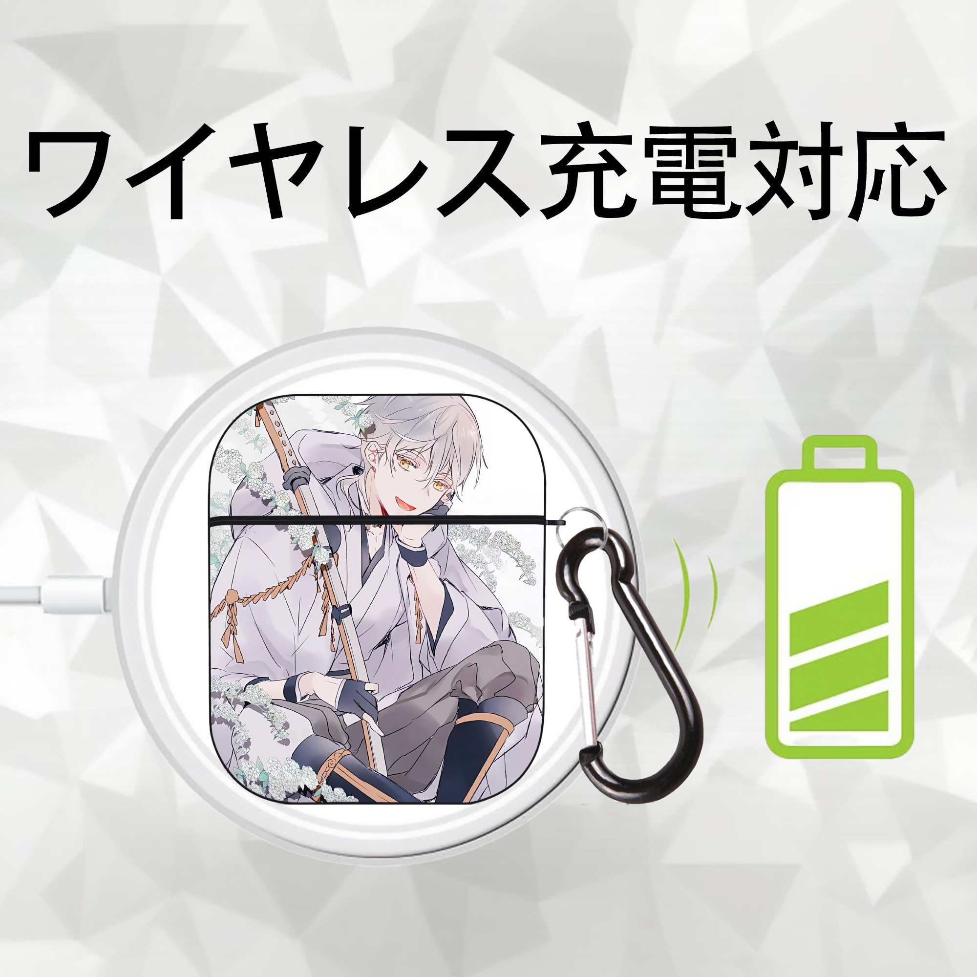 刀剣乱舞 Touken Ranbu AirPods 第2世代保護ケース ハードシェル ブラック 耐衝撃・防指紋・カラビナ付き