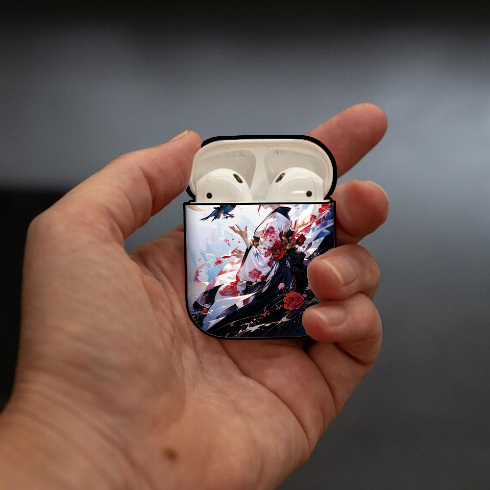 刀剣乱舞 Touken Ranbu AirPods 第2世代保護ケース ハードシェル ブラック 耐衝撃・防指紋・カラビナ付き