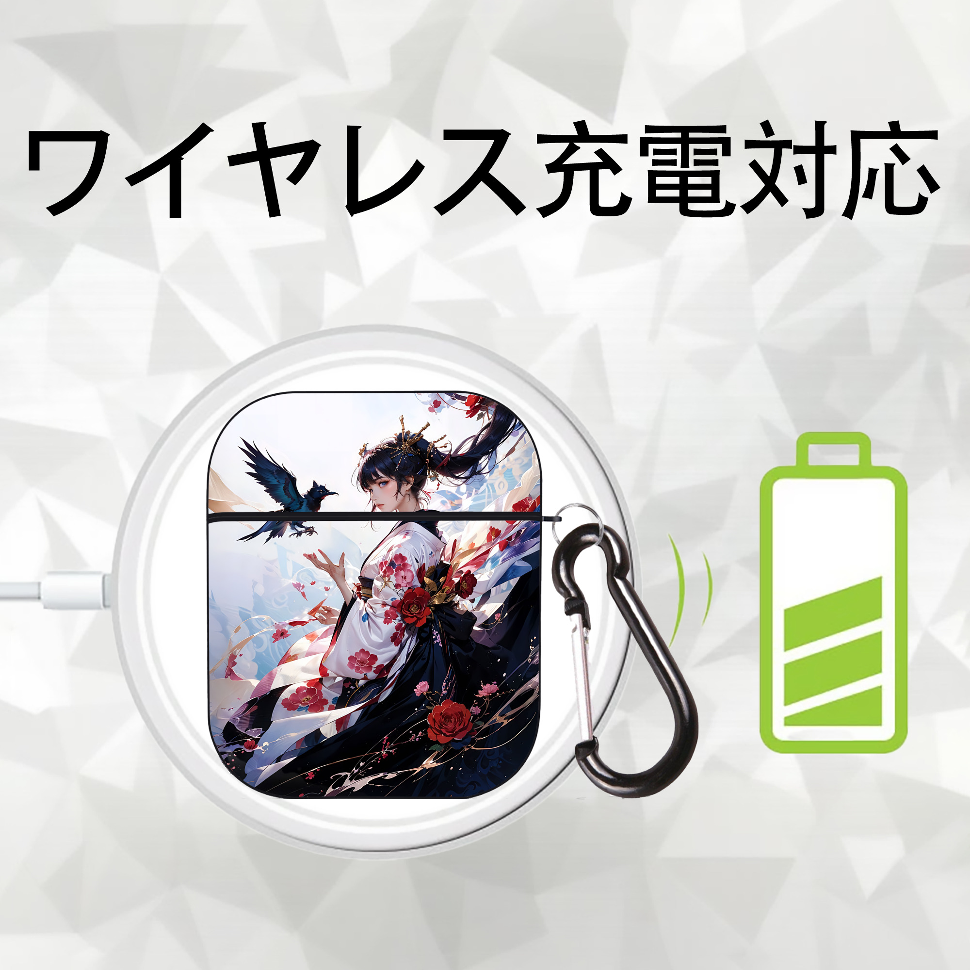 刀剣乱舞 Touken Ranbu AirPods 第2世代保護ケース ハードシェル ブラック 耐衝撃・防指紋・カラビナ付き